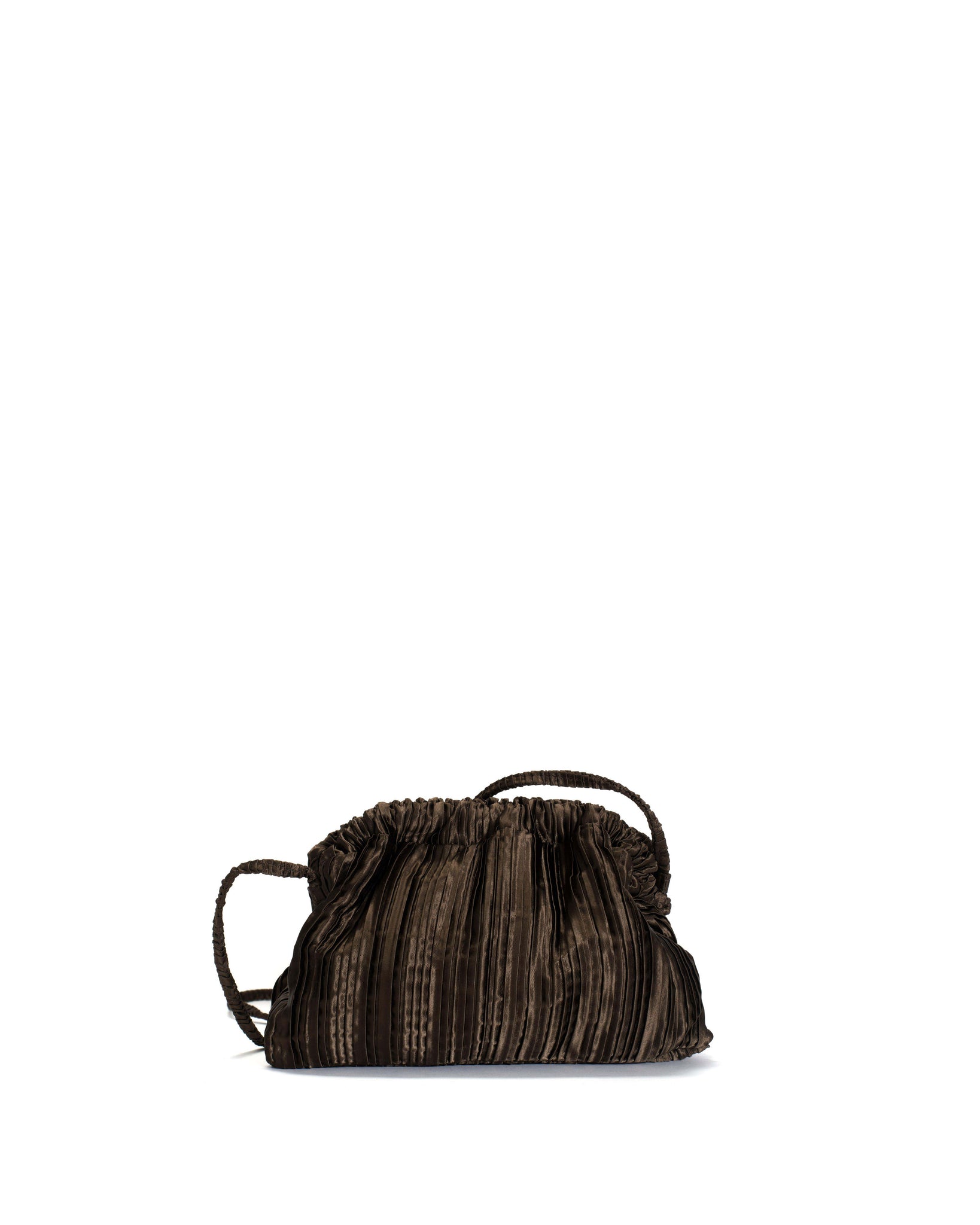 Hally petite cloud bag Pleated satin Espresso brown - Anonymous Copenhagen