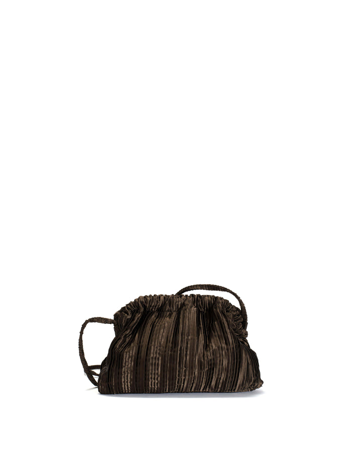 anonymous copenhagen Hally petite cloud bag Pleated satin Espresso brown