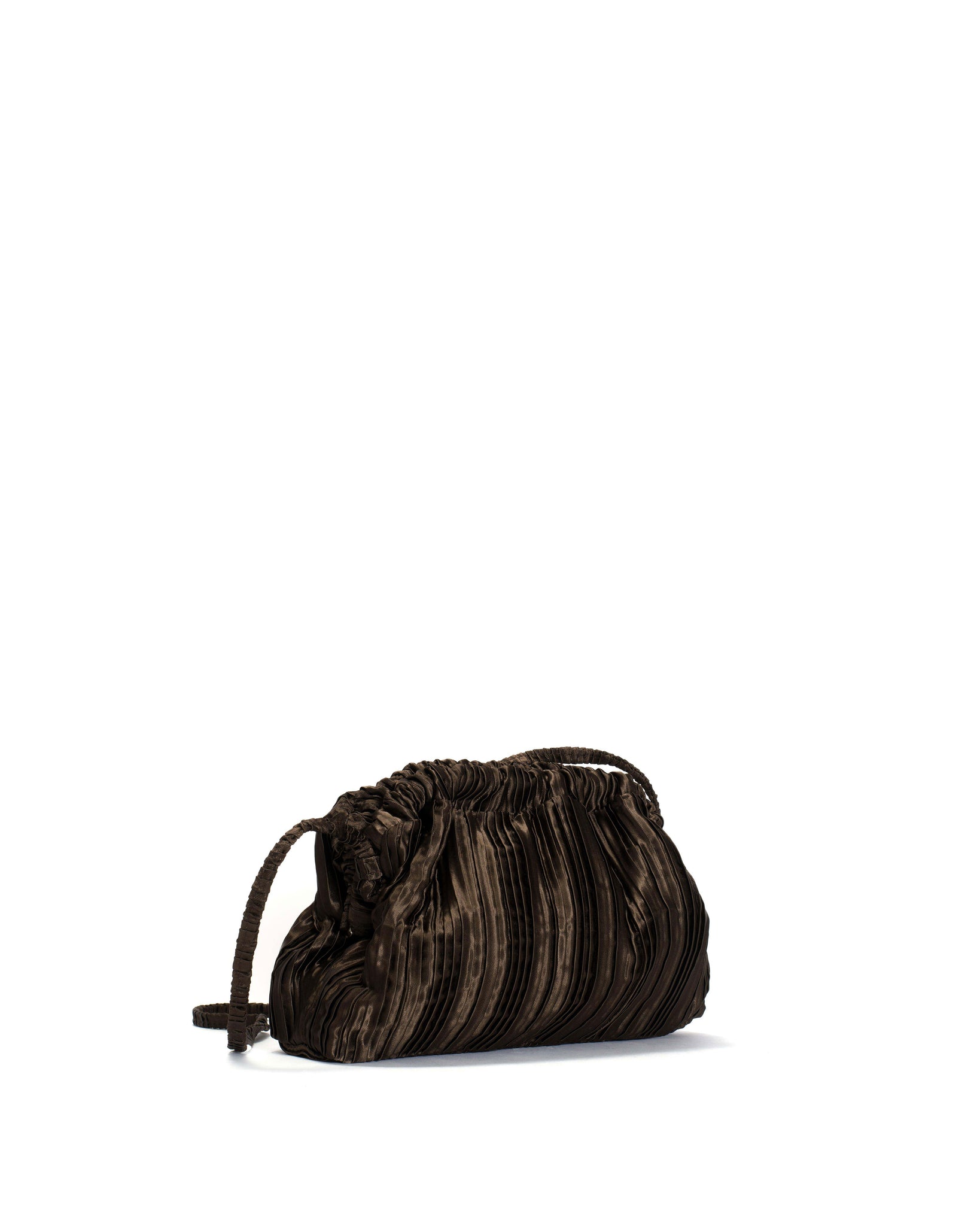 Hally petite cloud bag Pleated satin Espresso brown - Anonymous Copenhagen