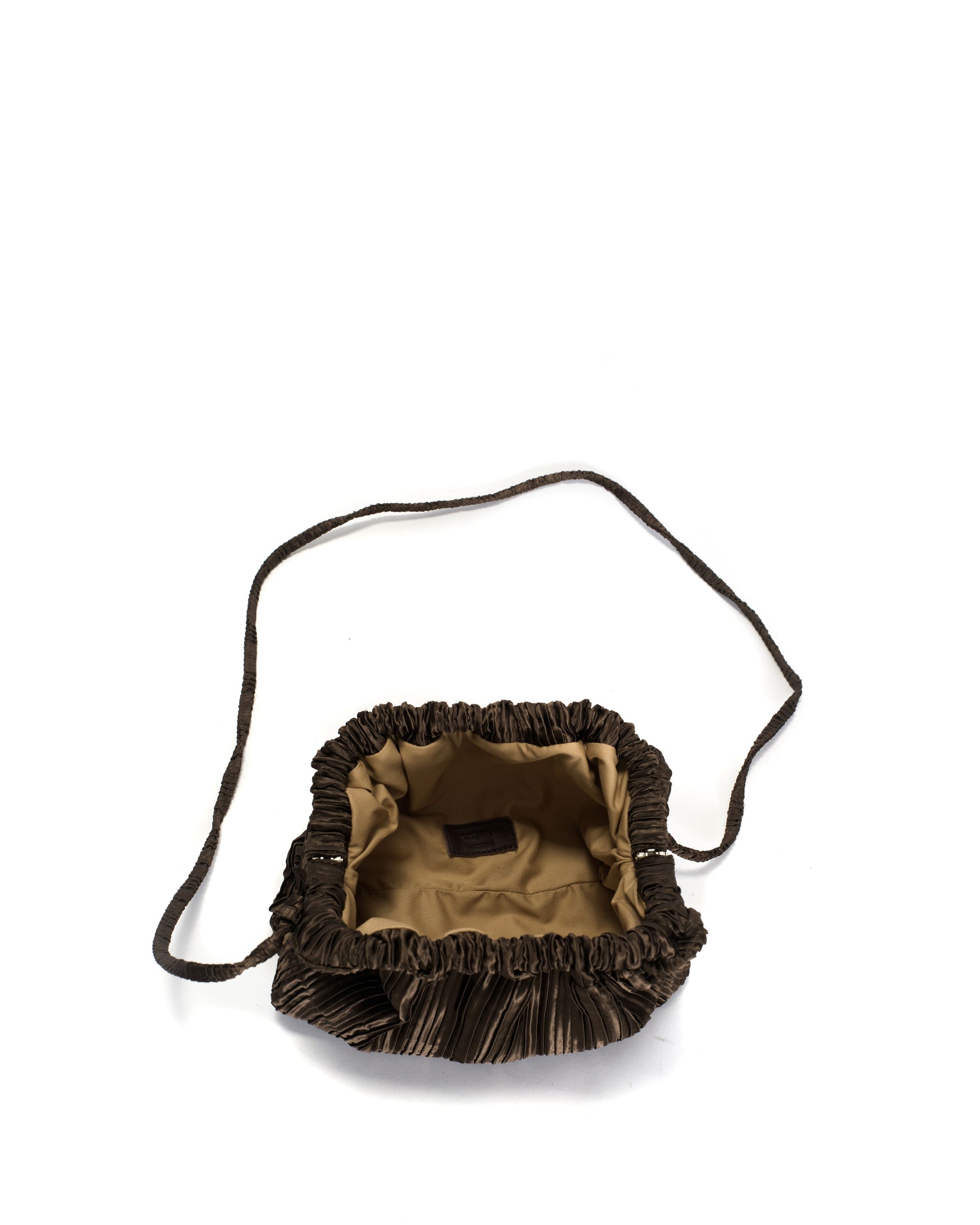 Hally petite cloud bag Pleated satin Espresso brown - Anonymous Copenhagen