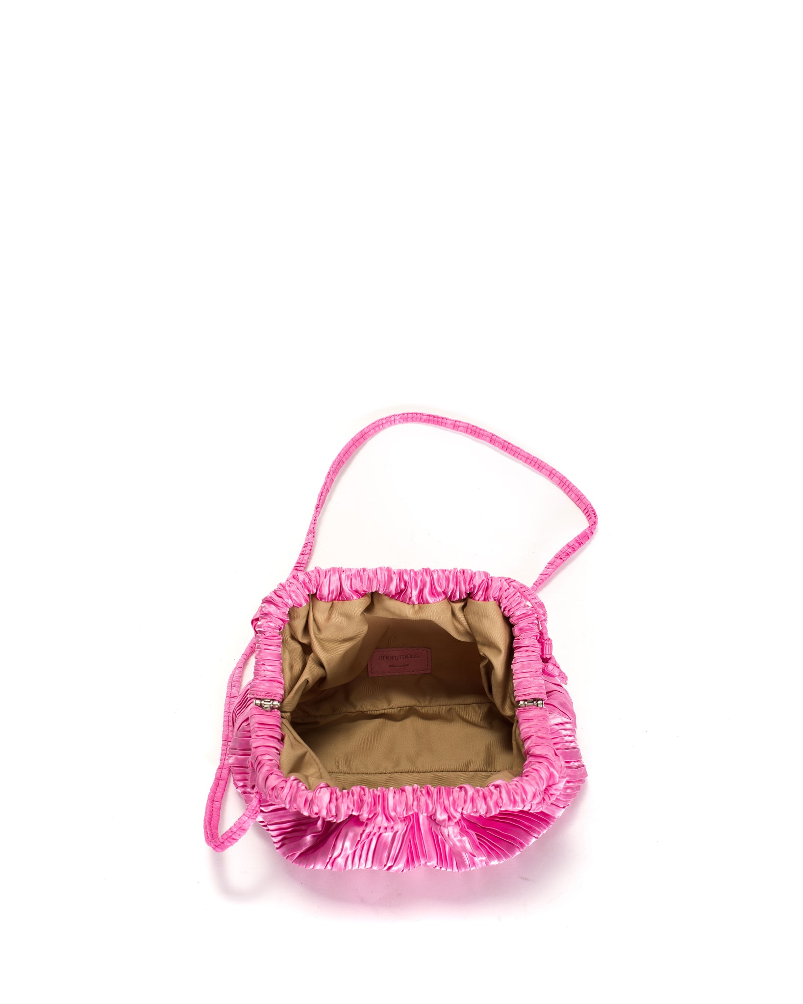 Hally petite cloud bag Pleated satin Raspberry sorbet - Anonymous Copenhagen