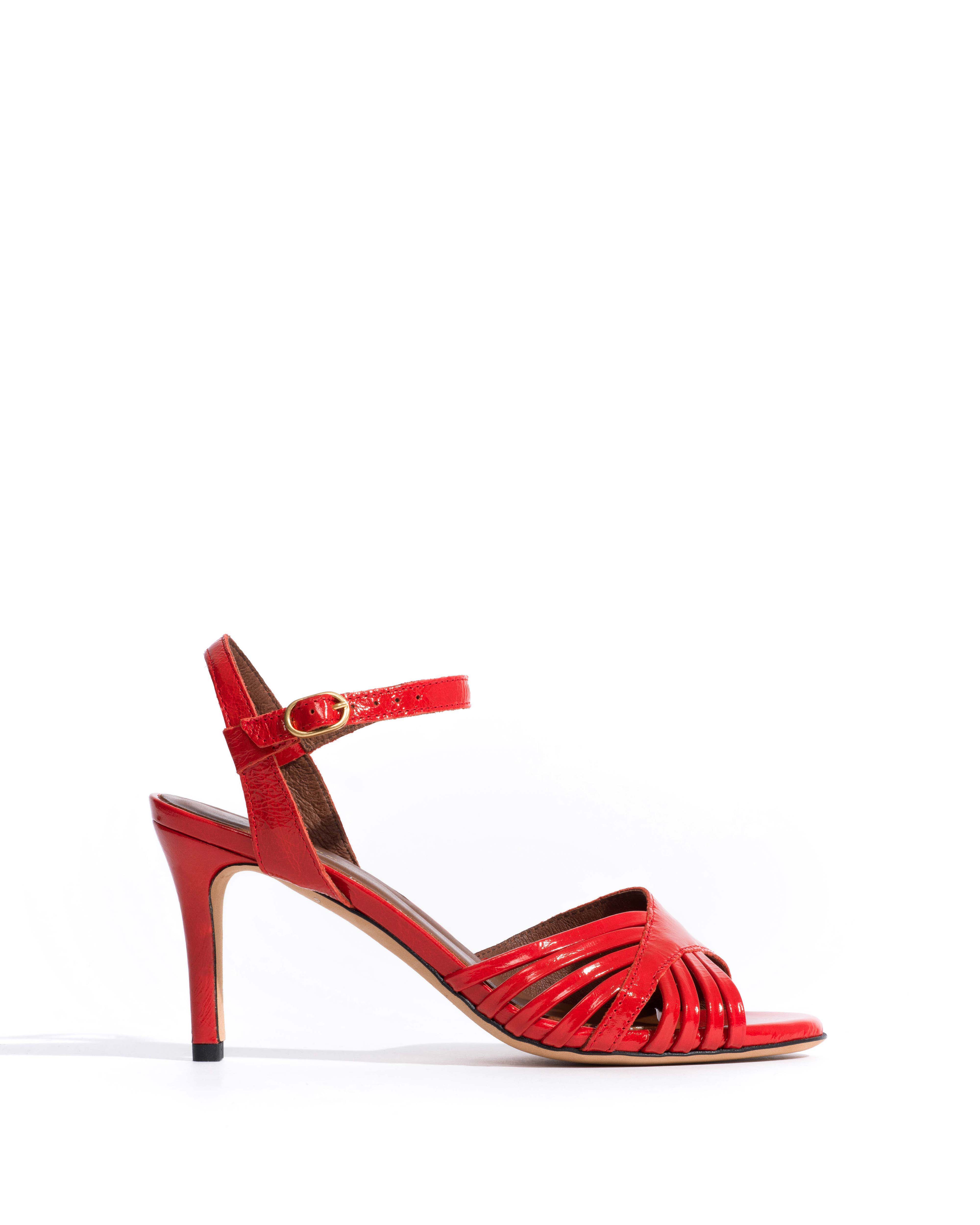 Hermine 75 Crinkled polished goat Scarlet