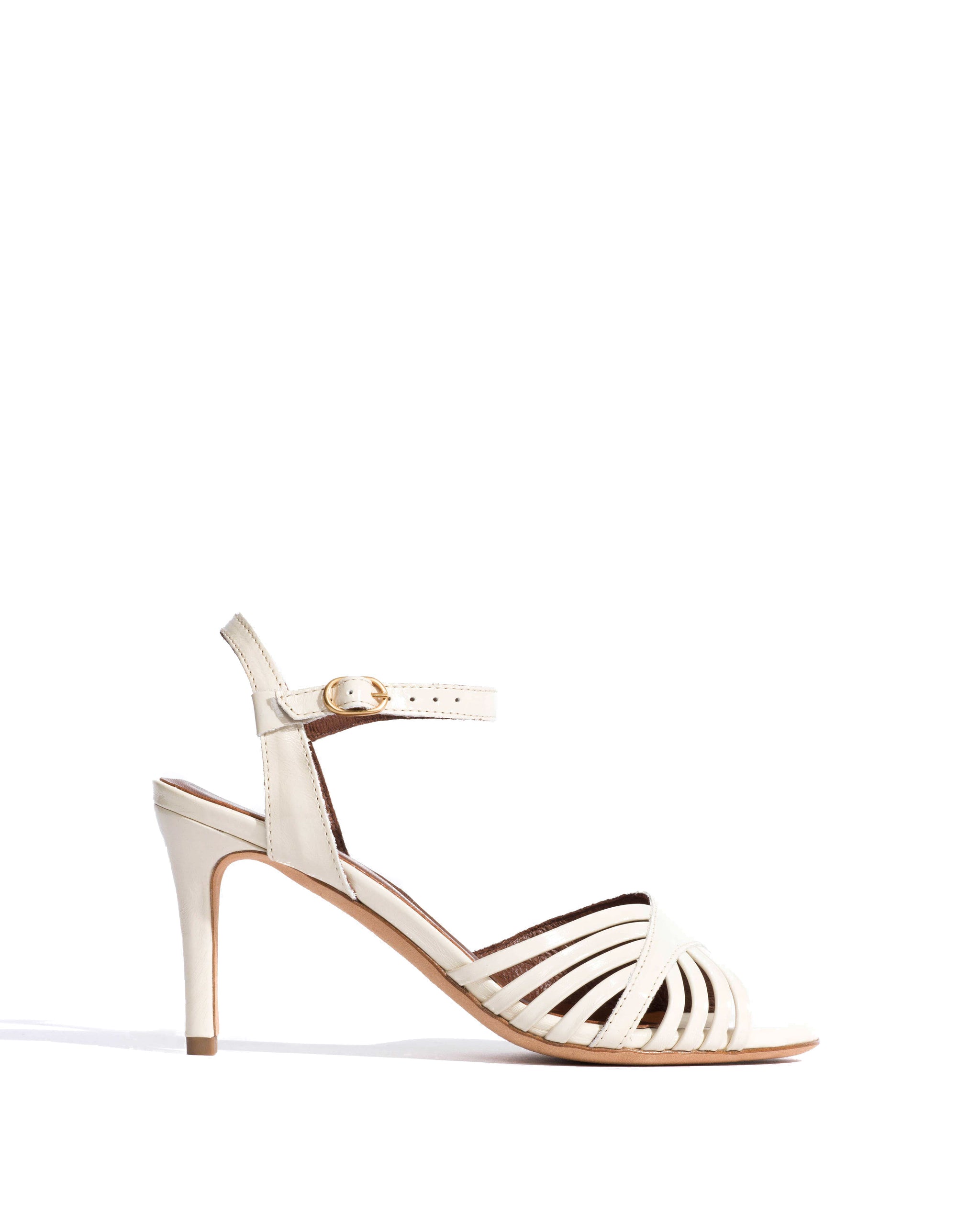 Hermine 75 Crinkled polished goat White sand - Anonymous Copenhagen Heels