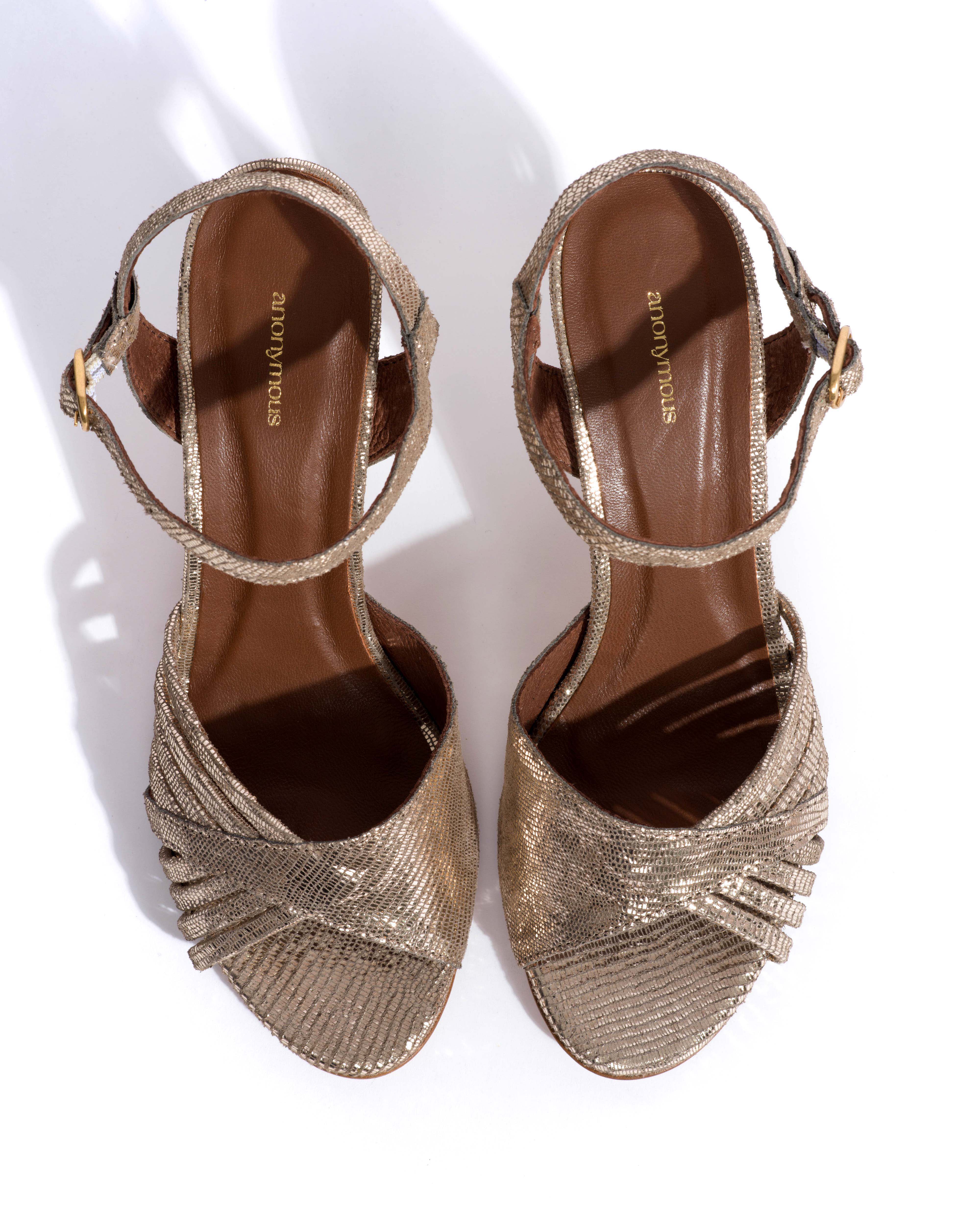 Hermine 75 Lizard metallic goat Vintage champagne