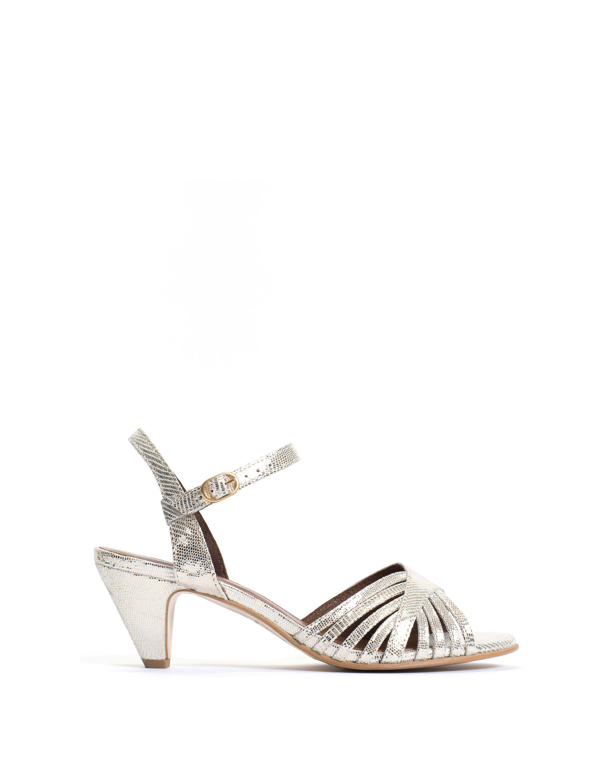 Hermine 50 stiletto Lizard metallic goat Champagne