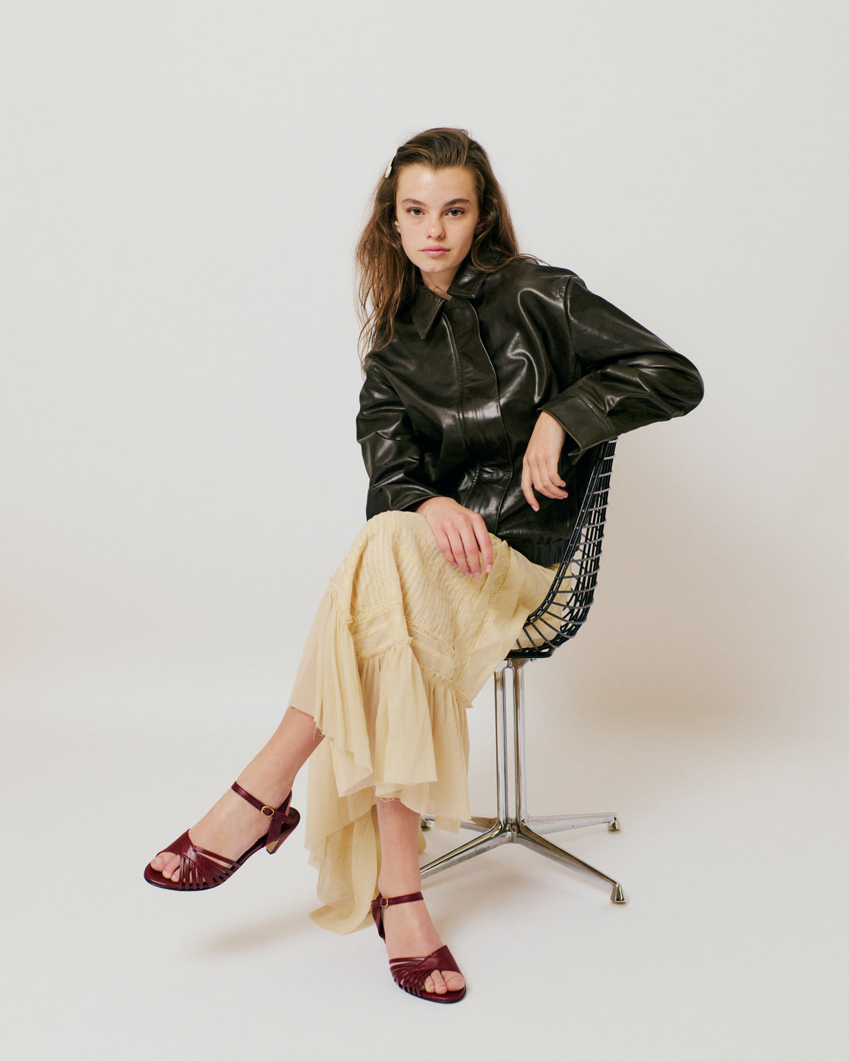 Hermine 50 stiletto Shiny lamb Pomegranate