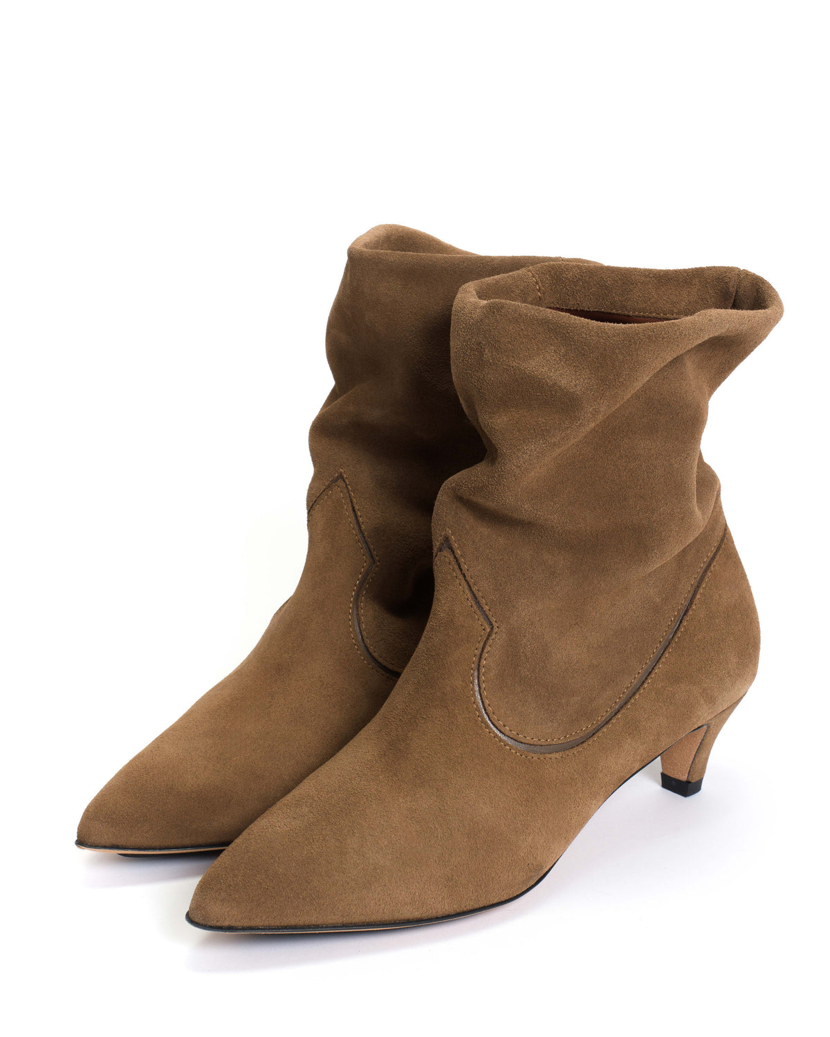 Hicha 40 stiletto Calf suede & sleek leather Cinnamon & dark taupe