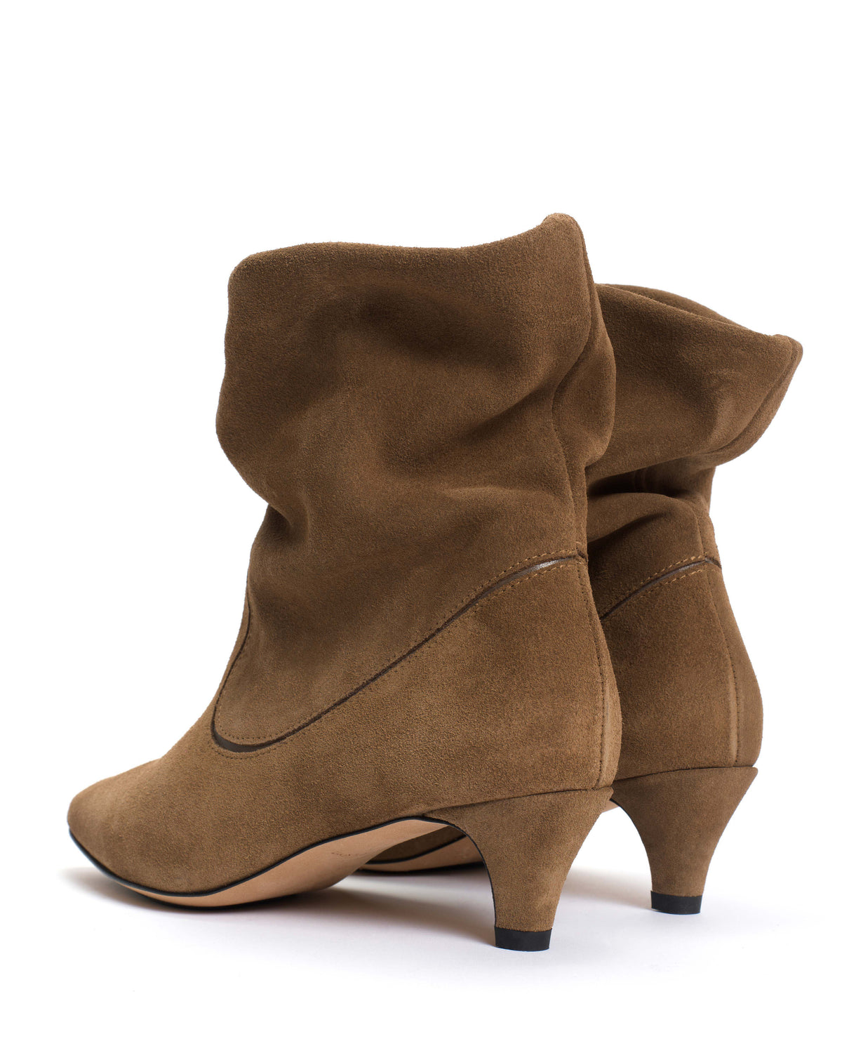 Hicha 40 stiletto Calf suede & sleek leather Cinnamon & dark taupe