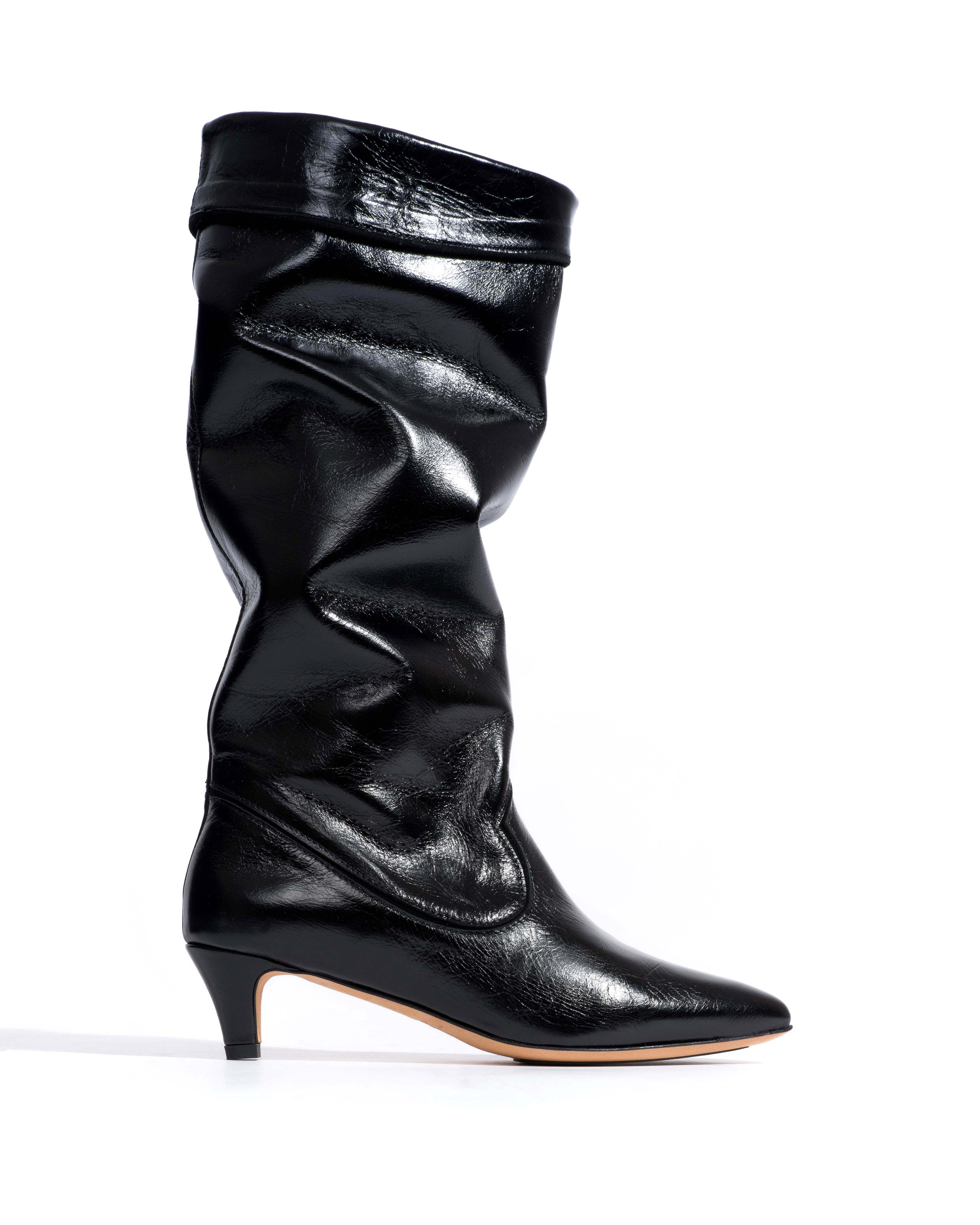 Hillerie 40 stiletto Crinkled soft calf & suede leather Black