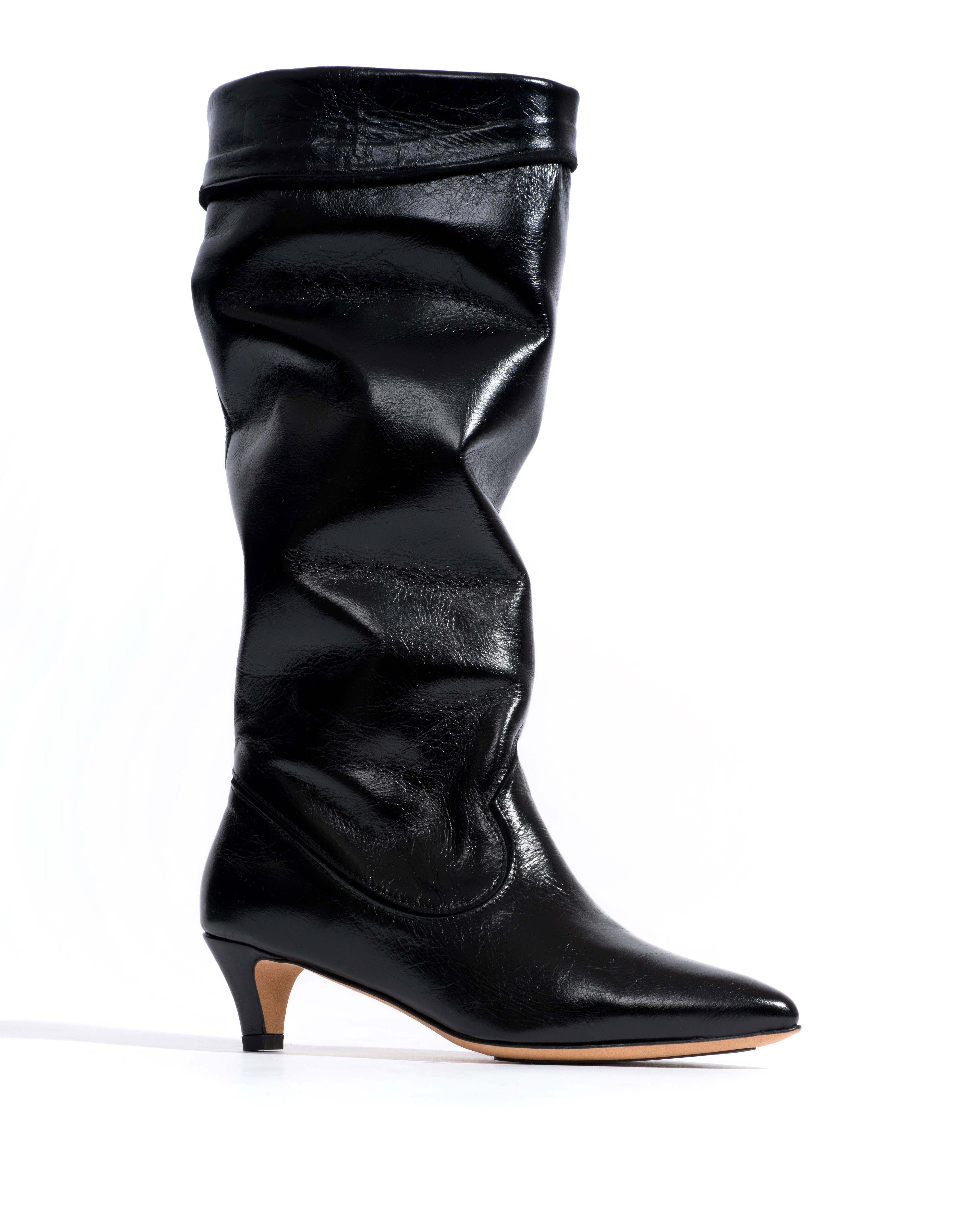 Hillerie 40 stiletto Crinkled soft calf & suede leather Black