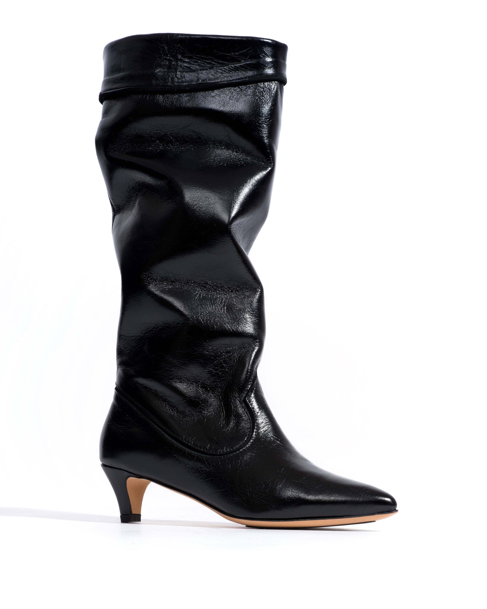 Hillerie 40 stiletto Crinkled soft calf & suede leather Black