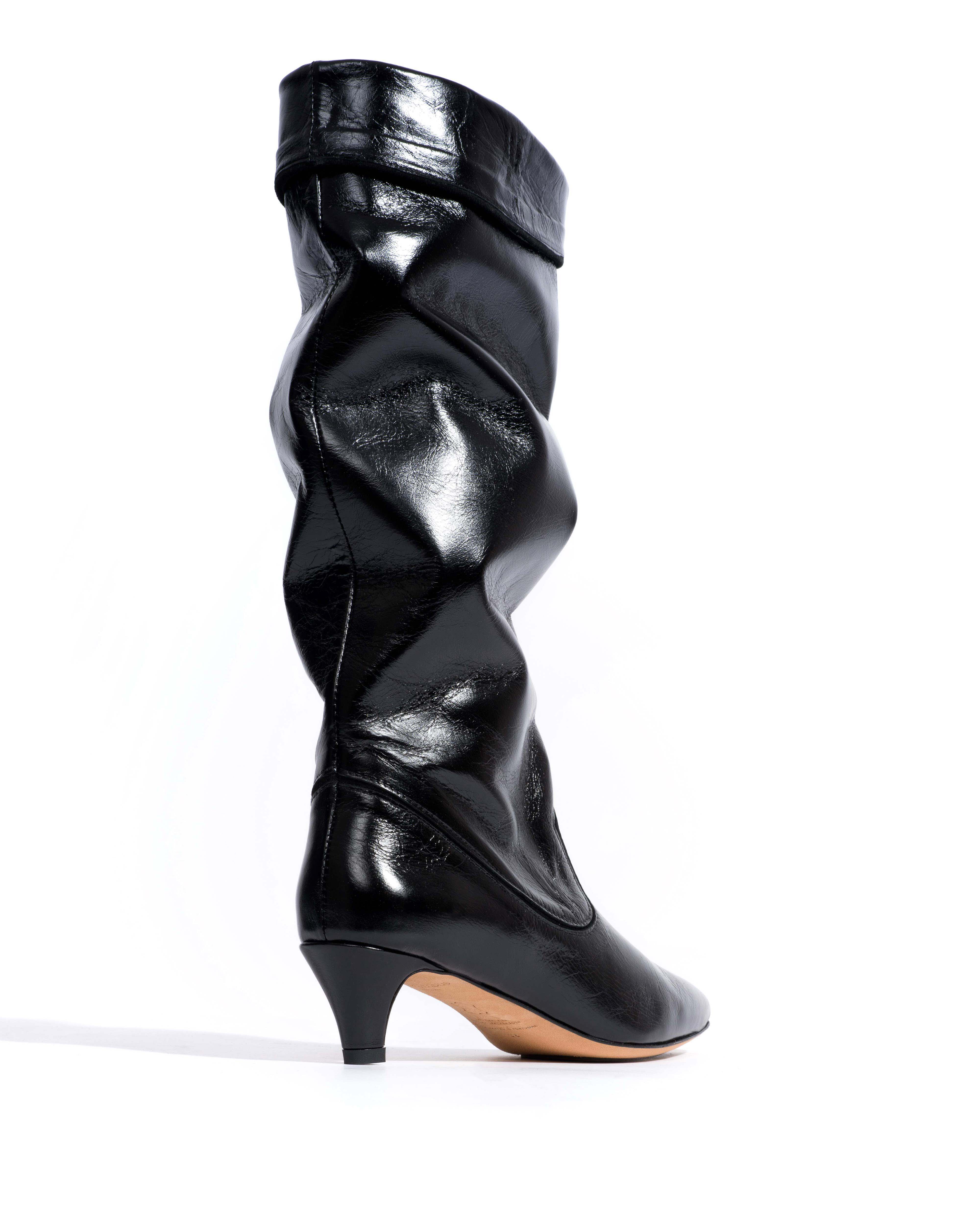 Hillerie 40 stiletto Crinkled soft calf & suede leather Black