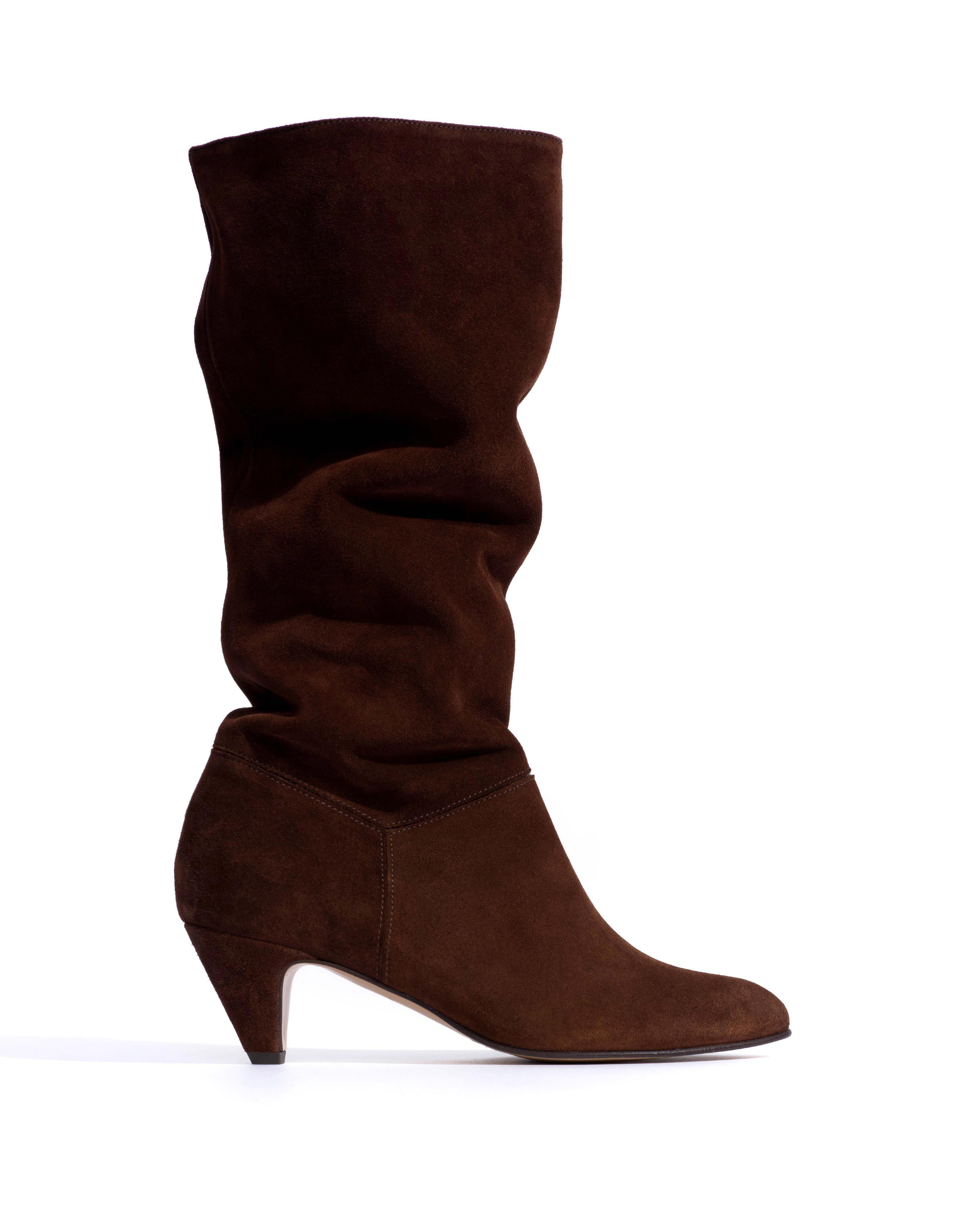 Jasmina 50 stiletto Calf suede & sleek leather Chocolate