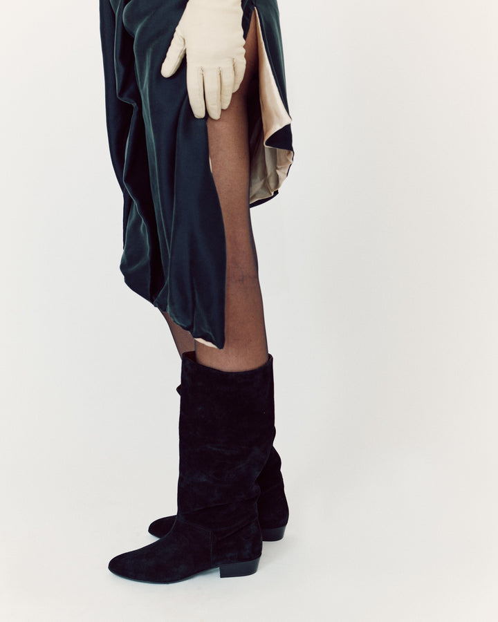 アノニマスコペンハーゲン JASMINA 20 スエードレザー ロングブーツ 黒 Jasmina 20 Calf suede & sleek leather Black | Anonymous