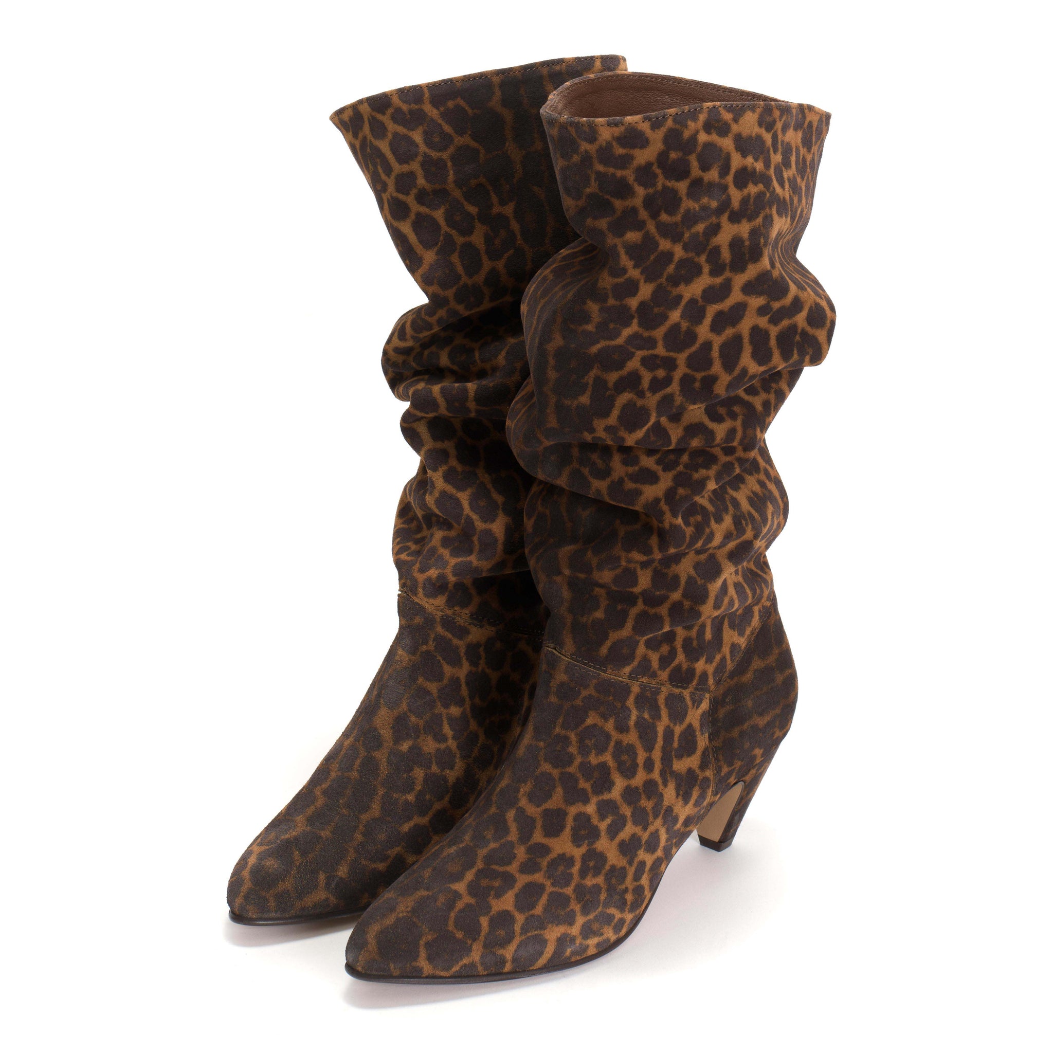 Jasmina 50 stiletto Calf suede print & sleek leather Leopard & Coffee brown - Anonymous Copenhagen