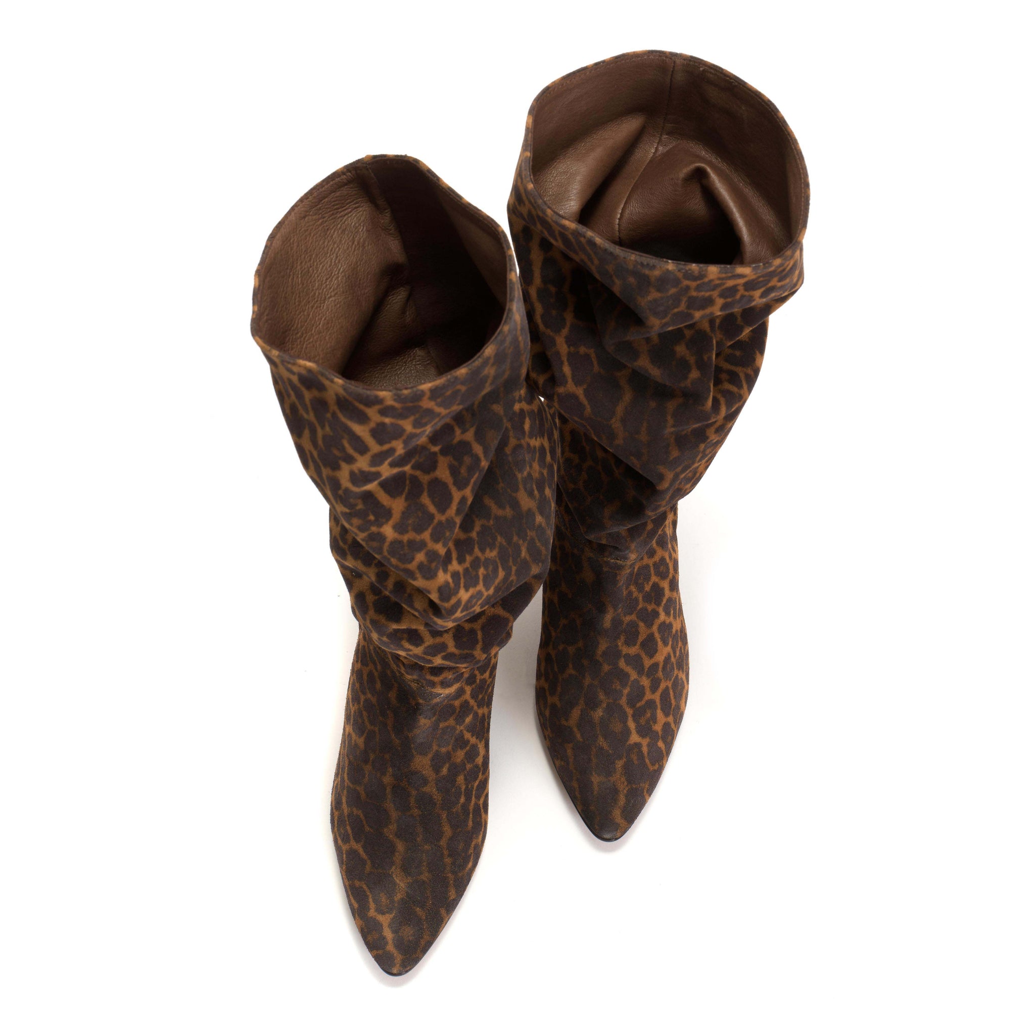 Jasmina 50 stiletto Calf suede print & sleek leather Leopard & Coffee brown - Anonymous Copenhagen