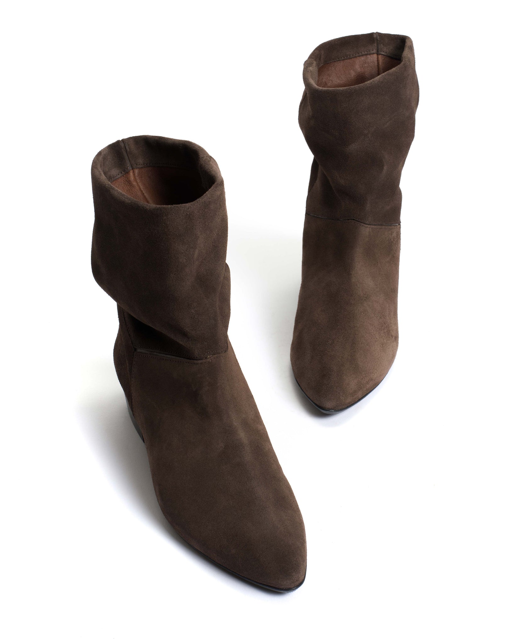 Jassi 20 Calf suede & sleek leather Coffee brown & dark taupe - Anonymous Copenhagen