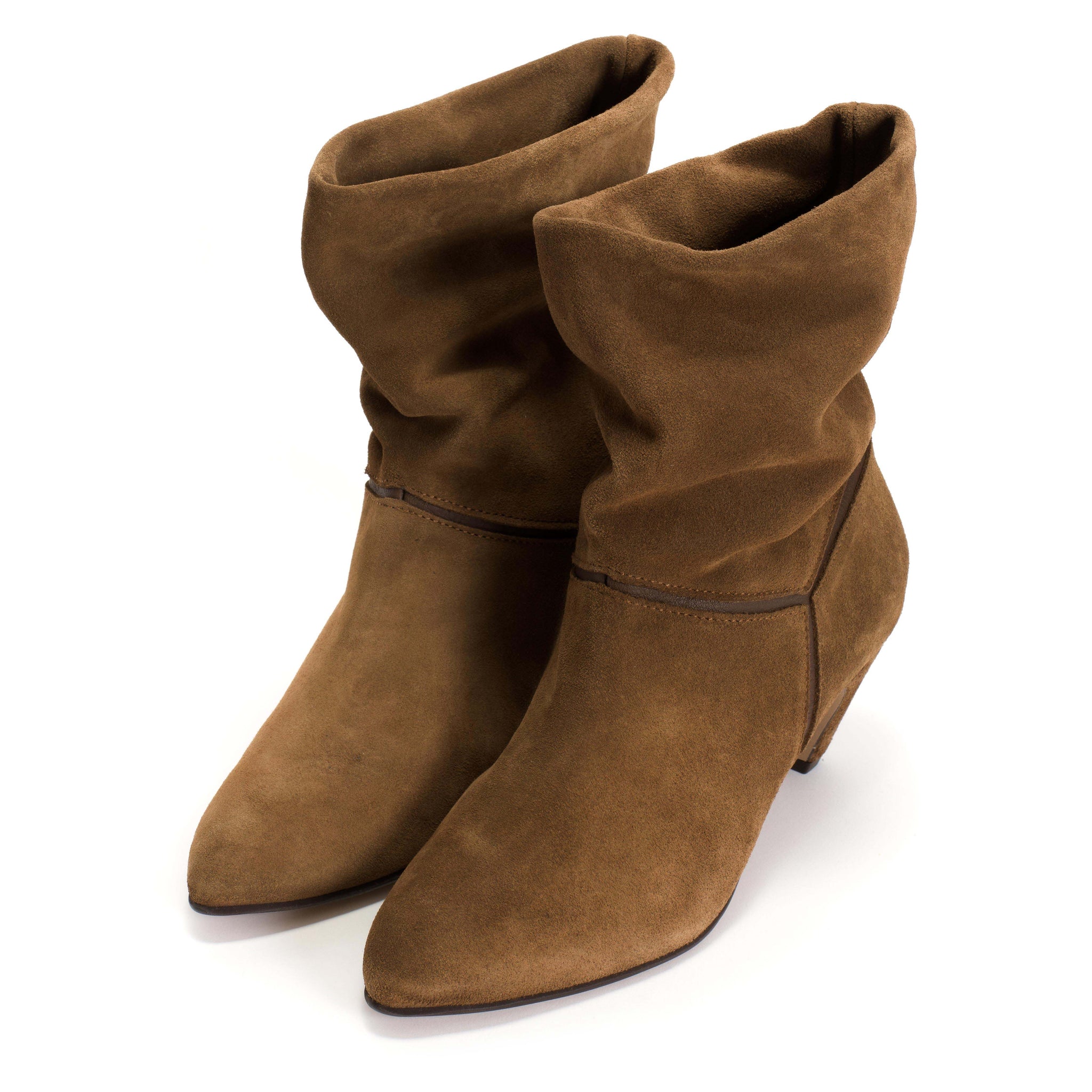 Jassi 50 stiletto Calf suede & sleek leather Cinnamon & Dark taupe - Anonymous Copenhagen