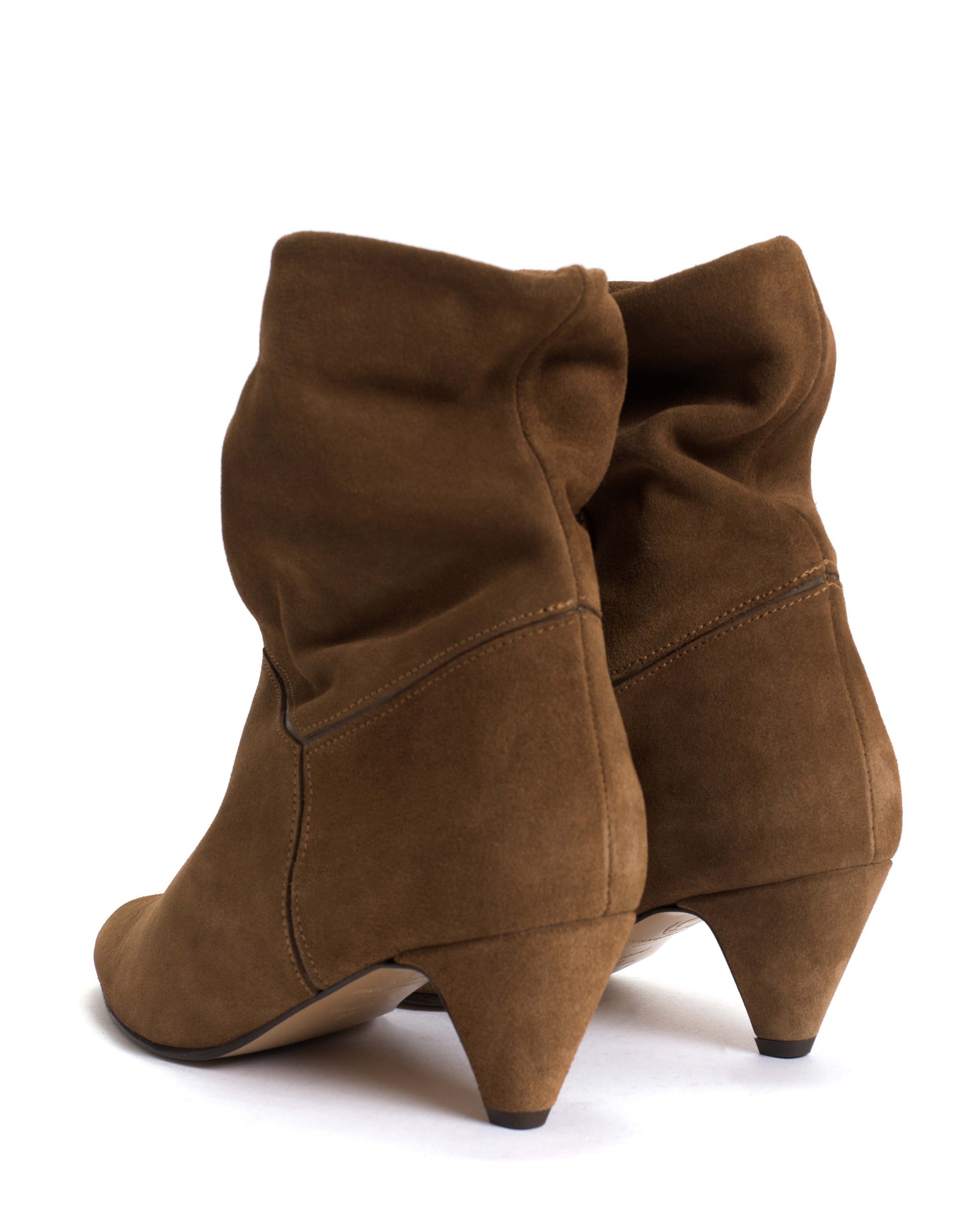 Jassi 50 stiletto Calf suede & sleek leather Cinnamon & Dark taupe - Anonymous Copenhagen