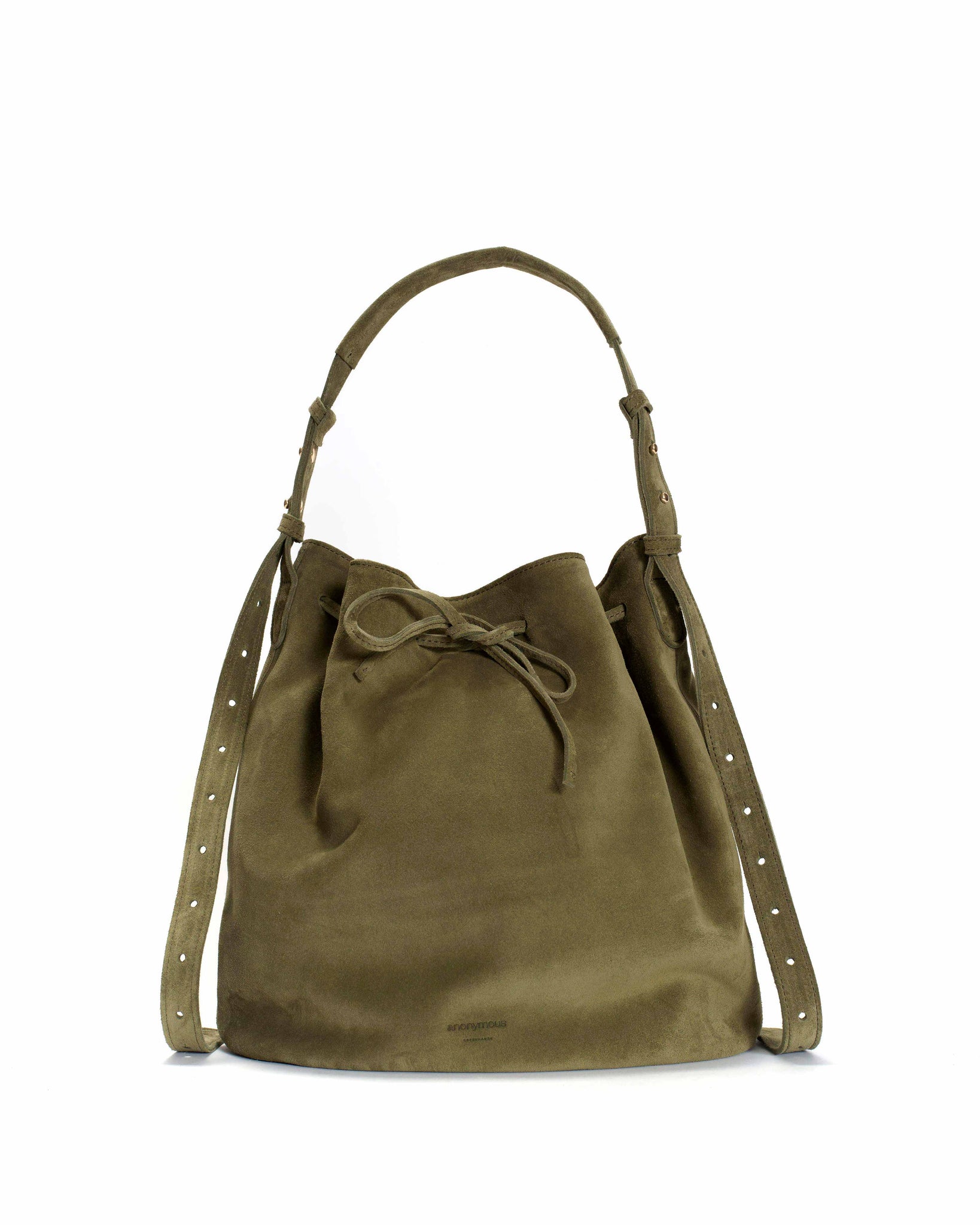 Kacey grand bucket bag Calf suede Olive green - Anonymous Copenhagen