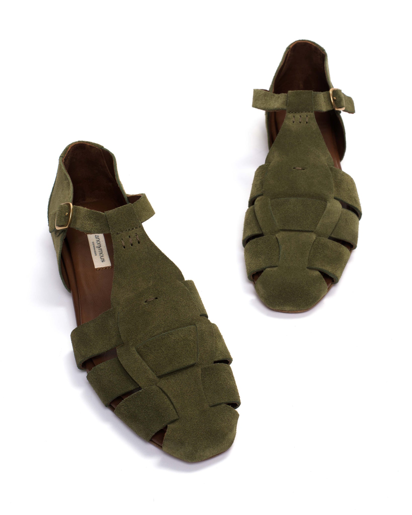 Lain flats Calf suede Olive green - Anonymous Copenhagen