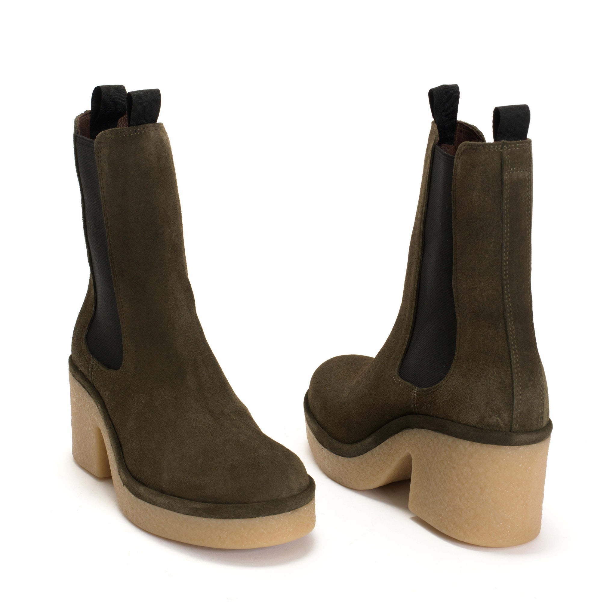 Laurell platform Calf suede Moss green - Anonymous Copenhagen
