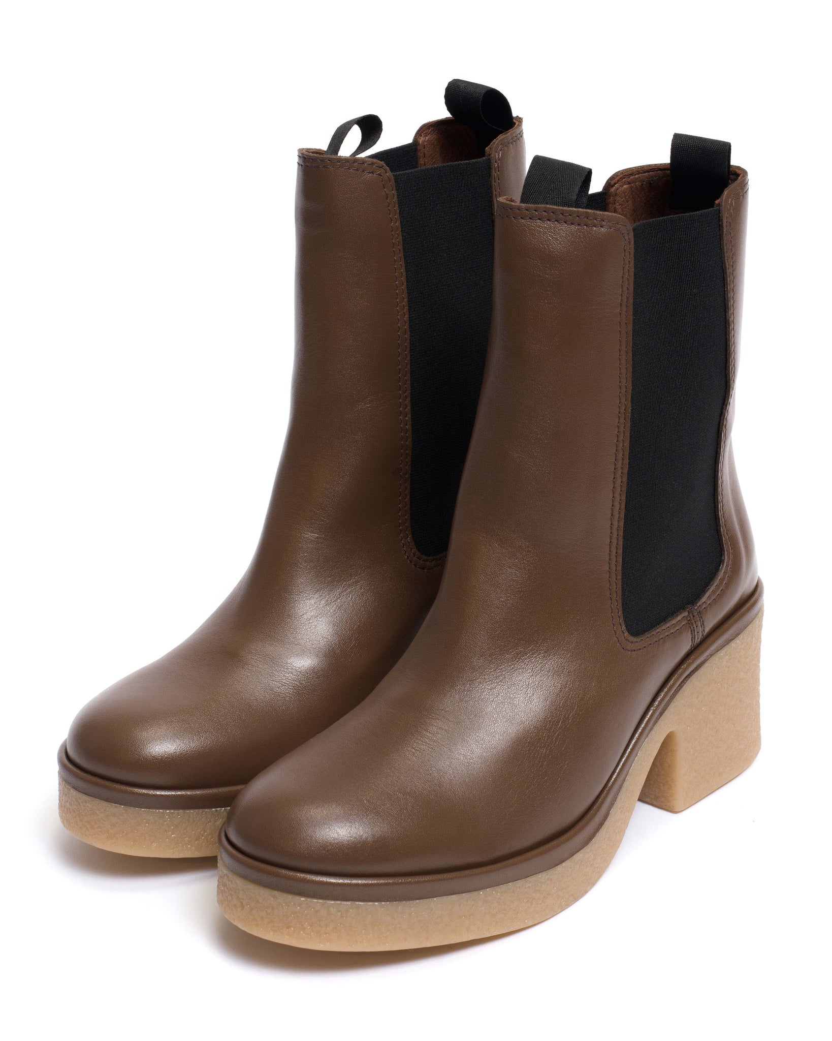 Laurell 65 platform Soft calf & Sole Dark taupe & natural - Anonymous Copenhagen