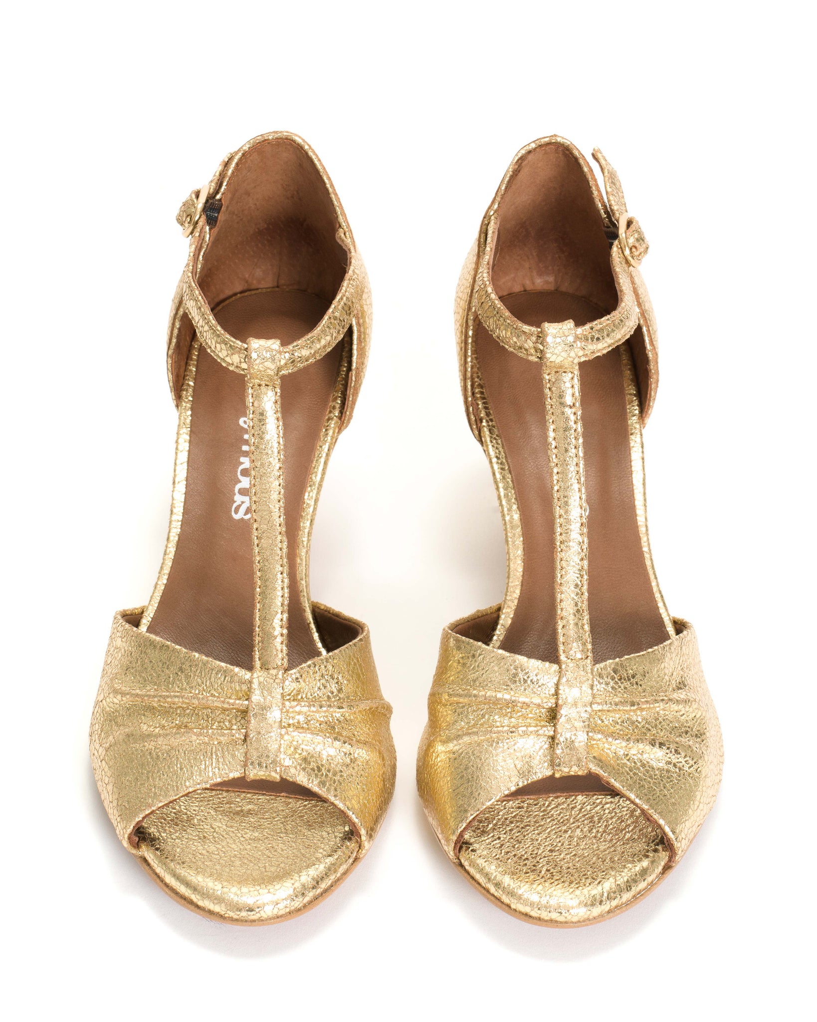 Linette 50 stiletto Crackled metallic goat Gold - Anonymous Copenhagen