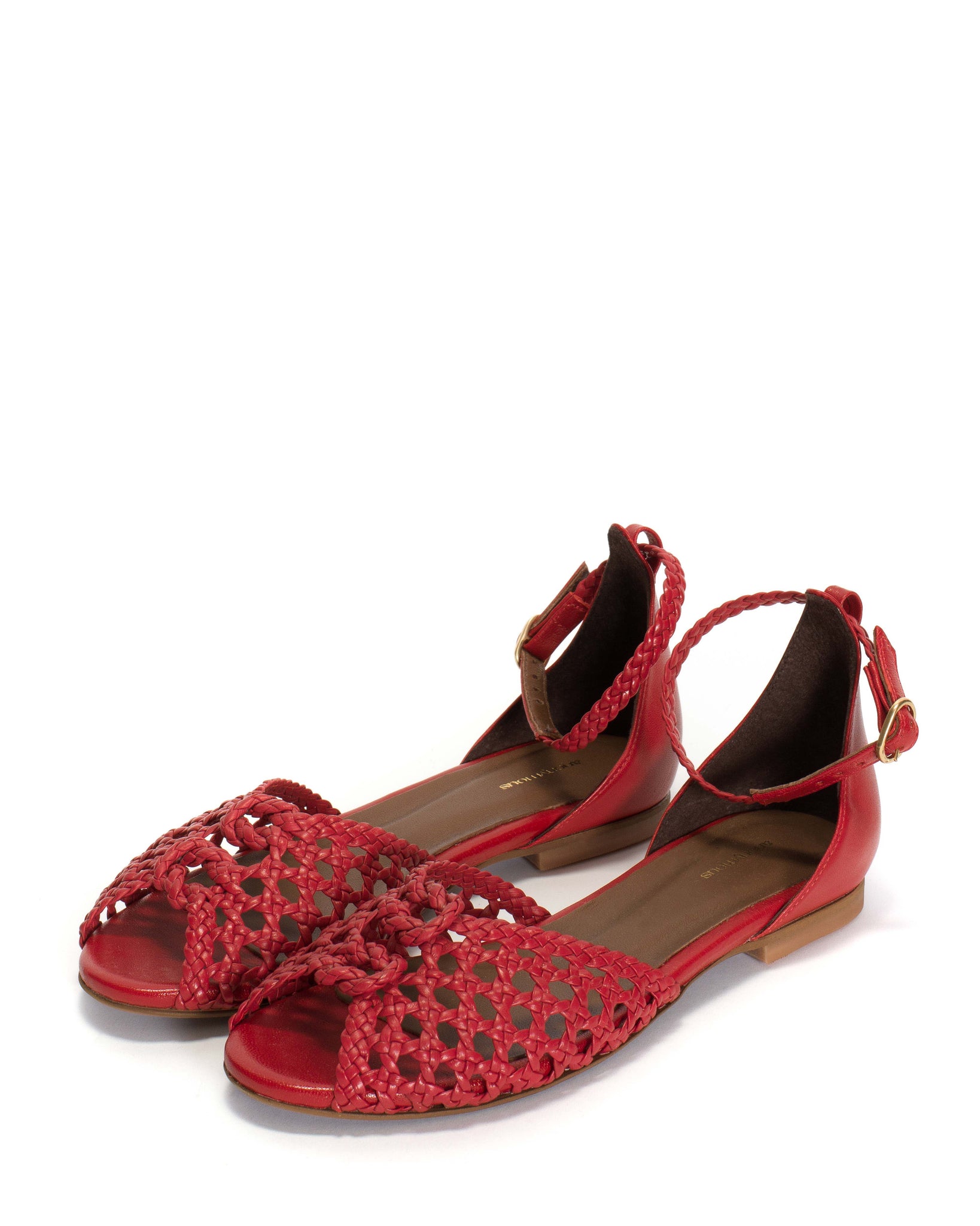 Lucy 10 Hand-braided leather Ruby red