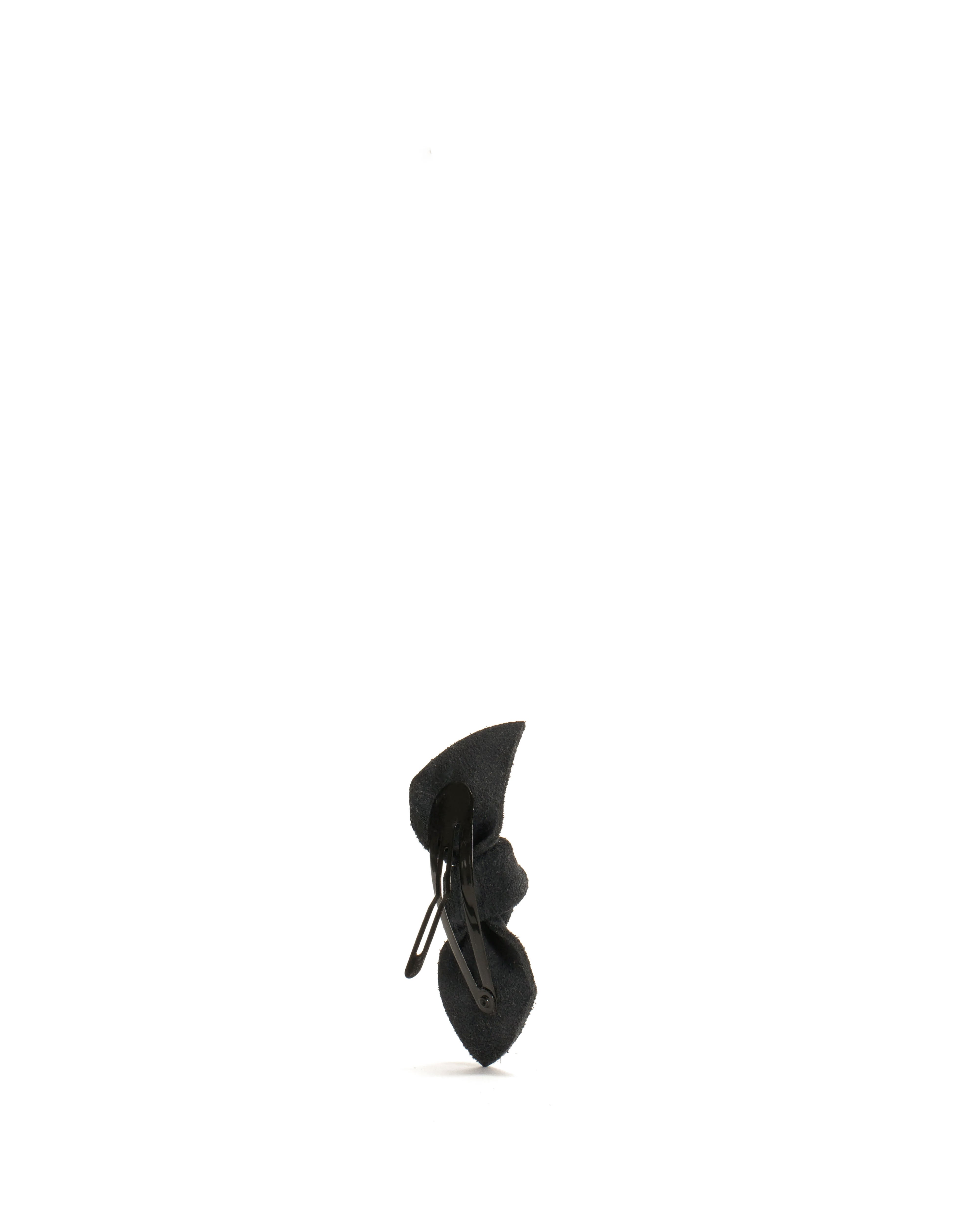 Nabie hair clip petite bow Calf suede Black
