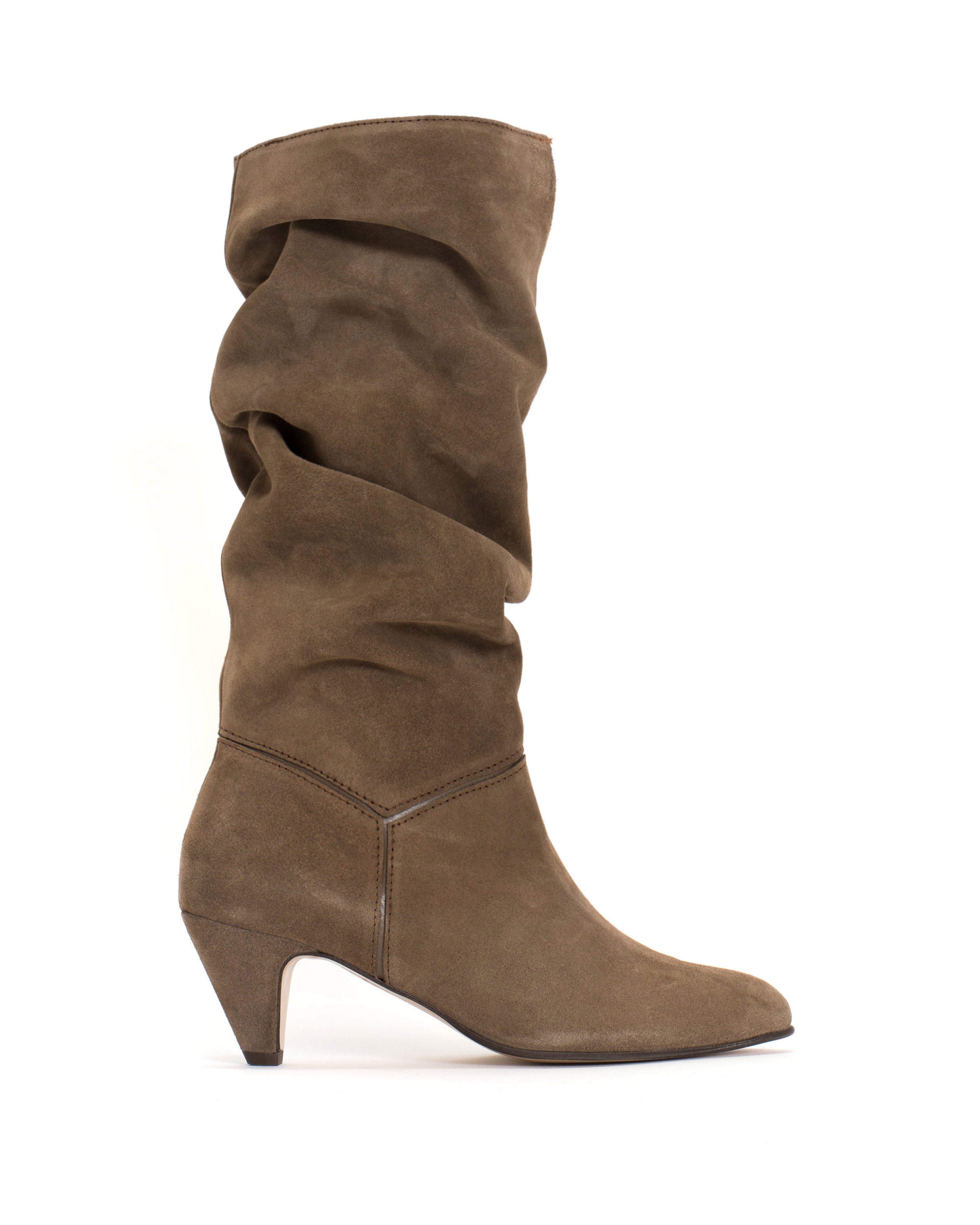 Jasmina 50 stiletto Calf suede & sleek leather Dark taupe