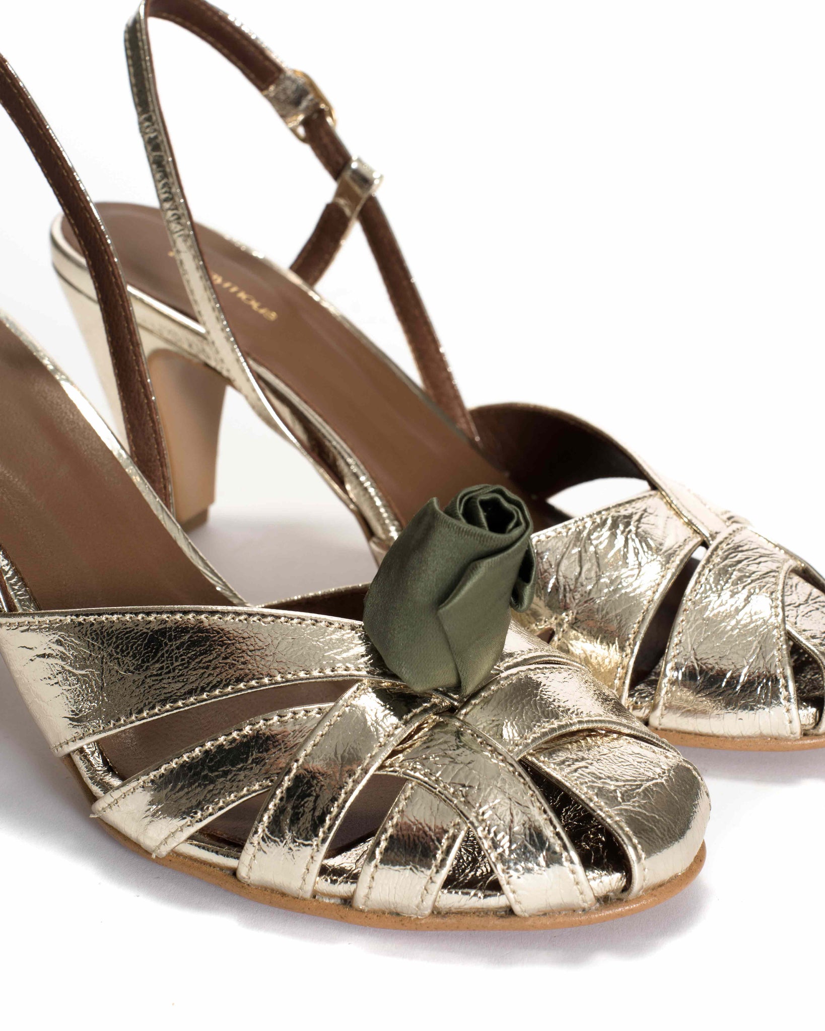Tulip shoe clip Antique satin Olive green