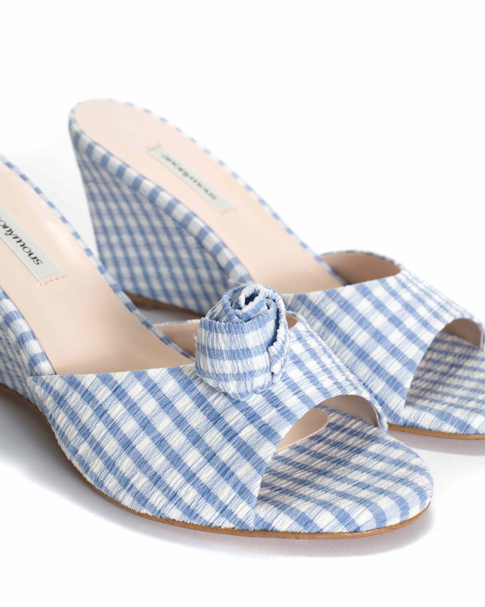 Tulip shoe clip Pleated gingham Bubble blue