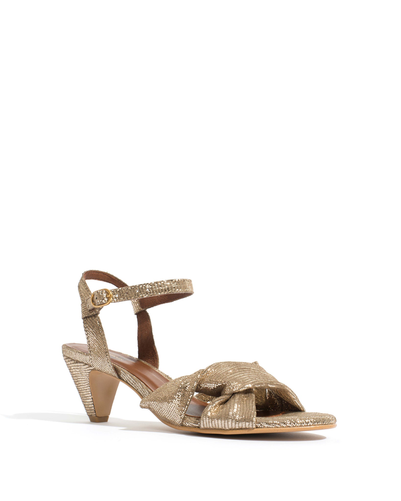 Kamilah 50 stiletto Lizard metallic goat Vintage champagne