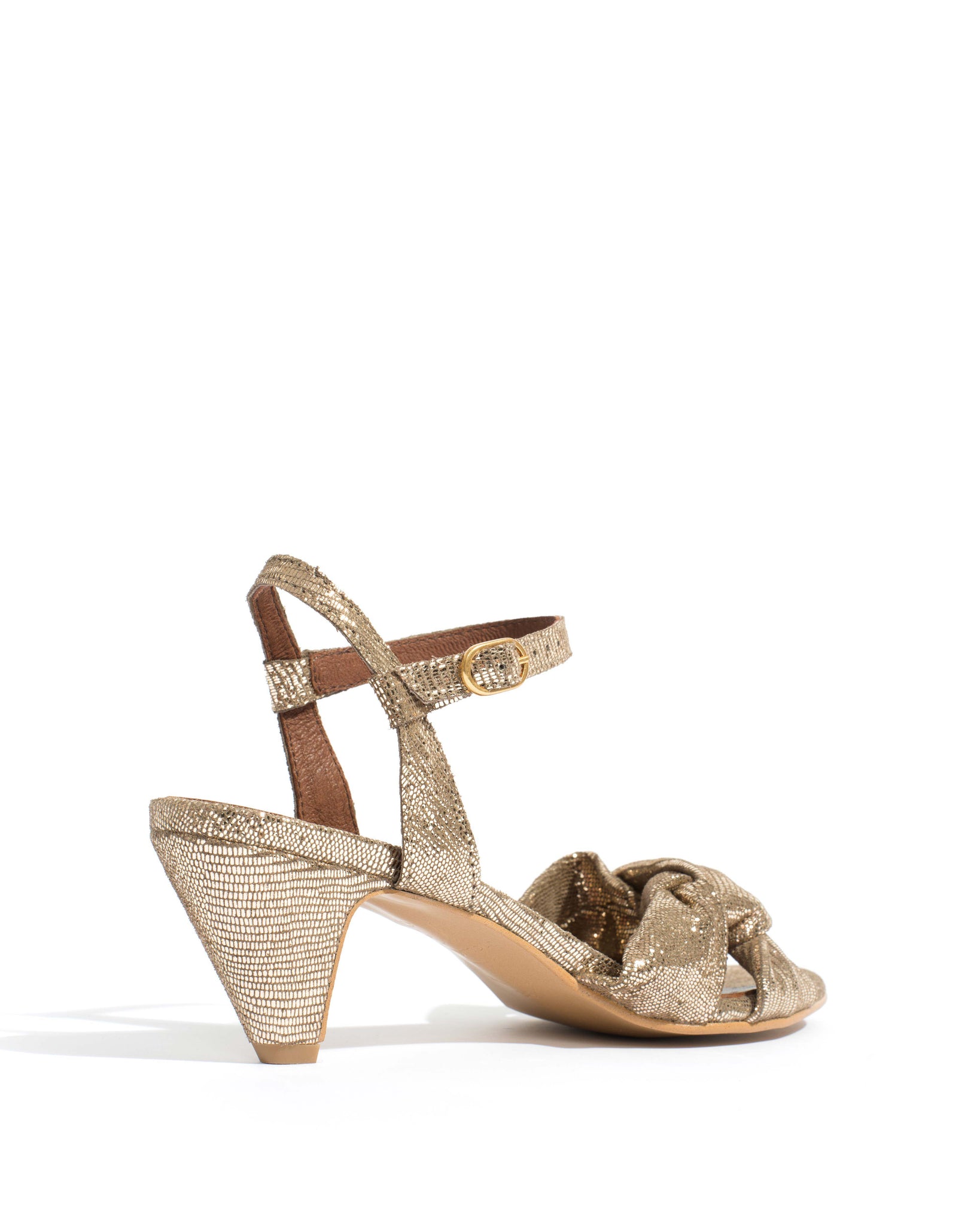 Kamilah 50 stiletto Lizard metallic goat Vintage champagne