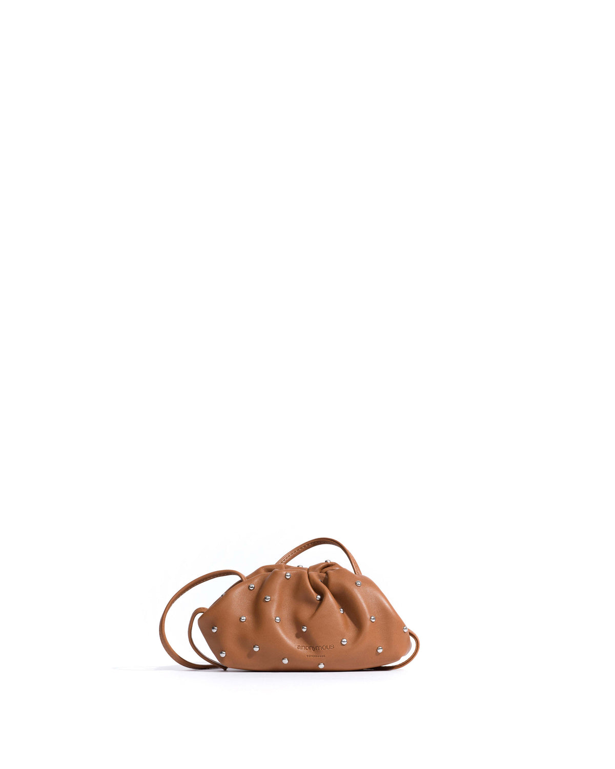 Enuice petite purse Stud-embellished silky lamb Camel & silver
