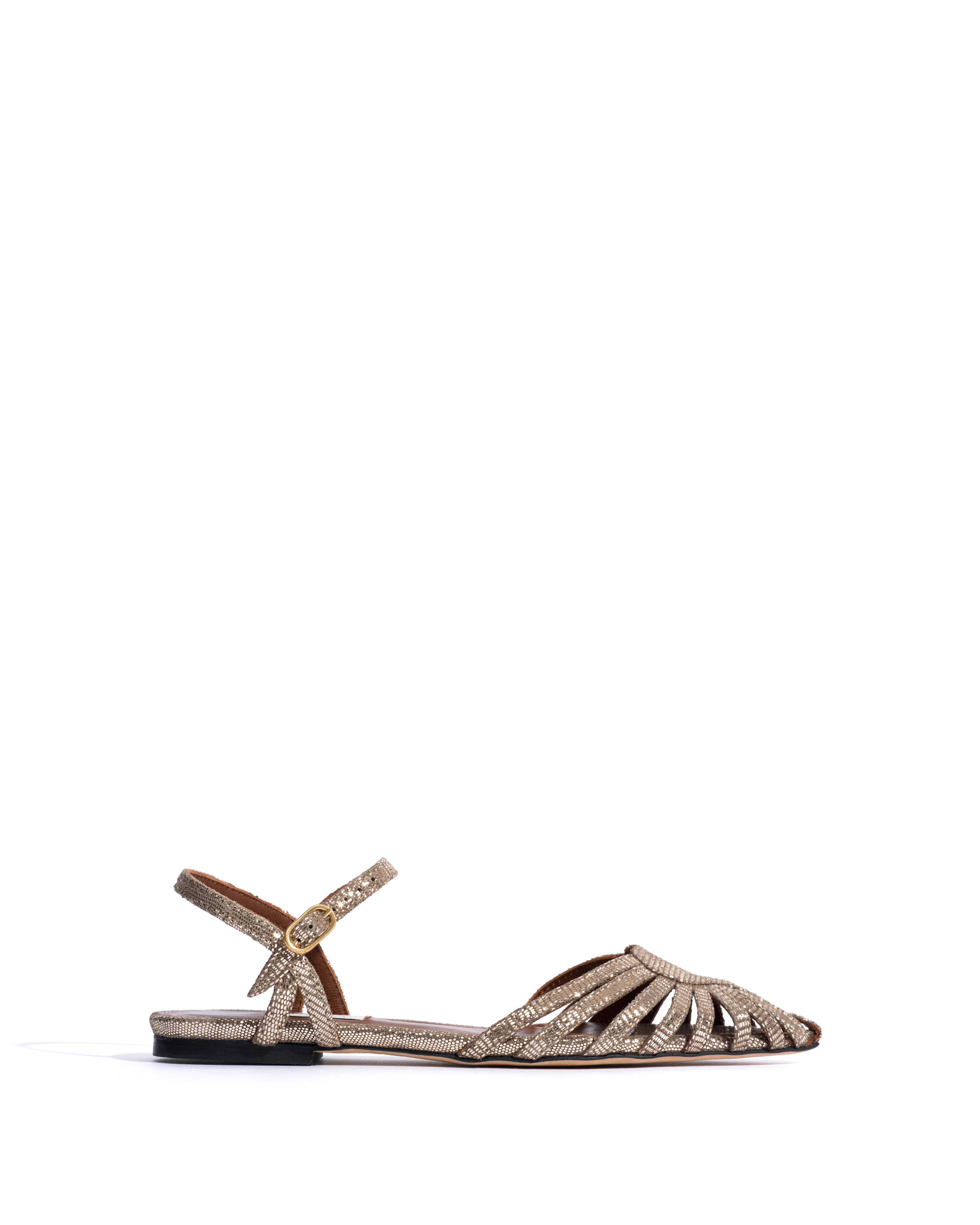 Keesha 10 Lizard metallic goat Vintage champagne