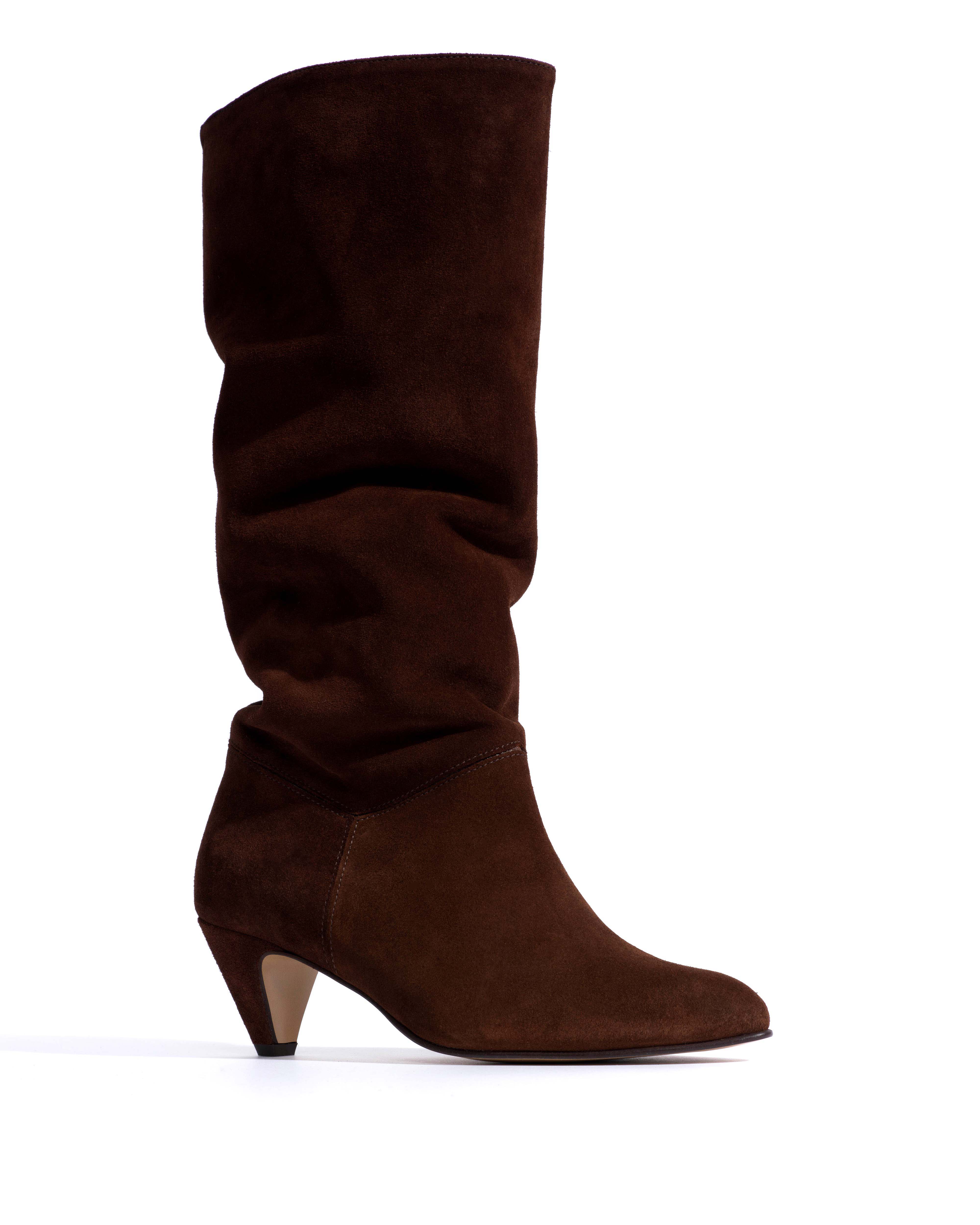 Jasmina 50 stiletto Calf suede & sleek leather Chocolate