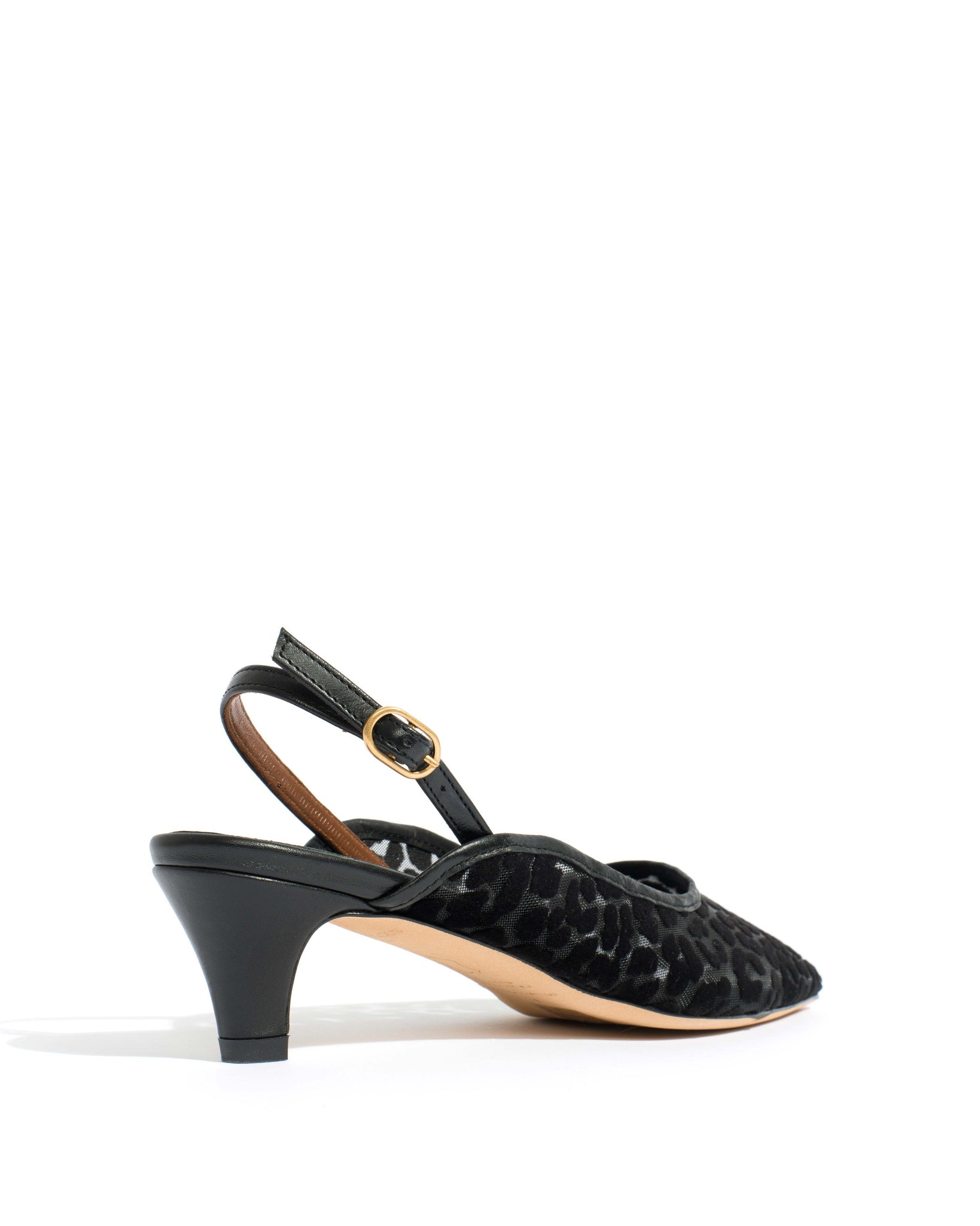 Fanny 40 stiletto mosquito Shiny lamb & mosquito velvet leopard Black