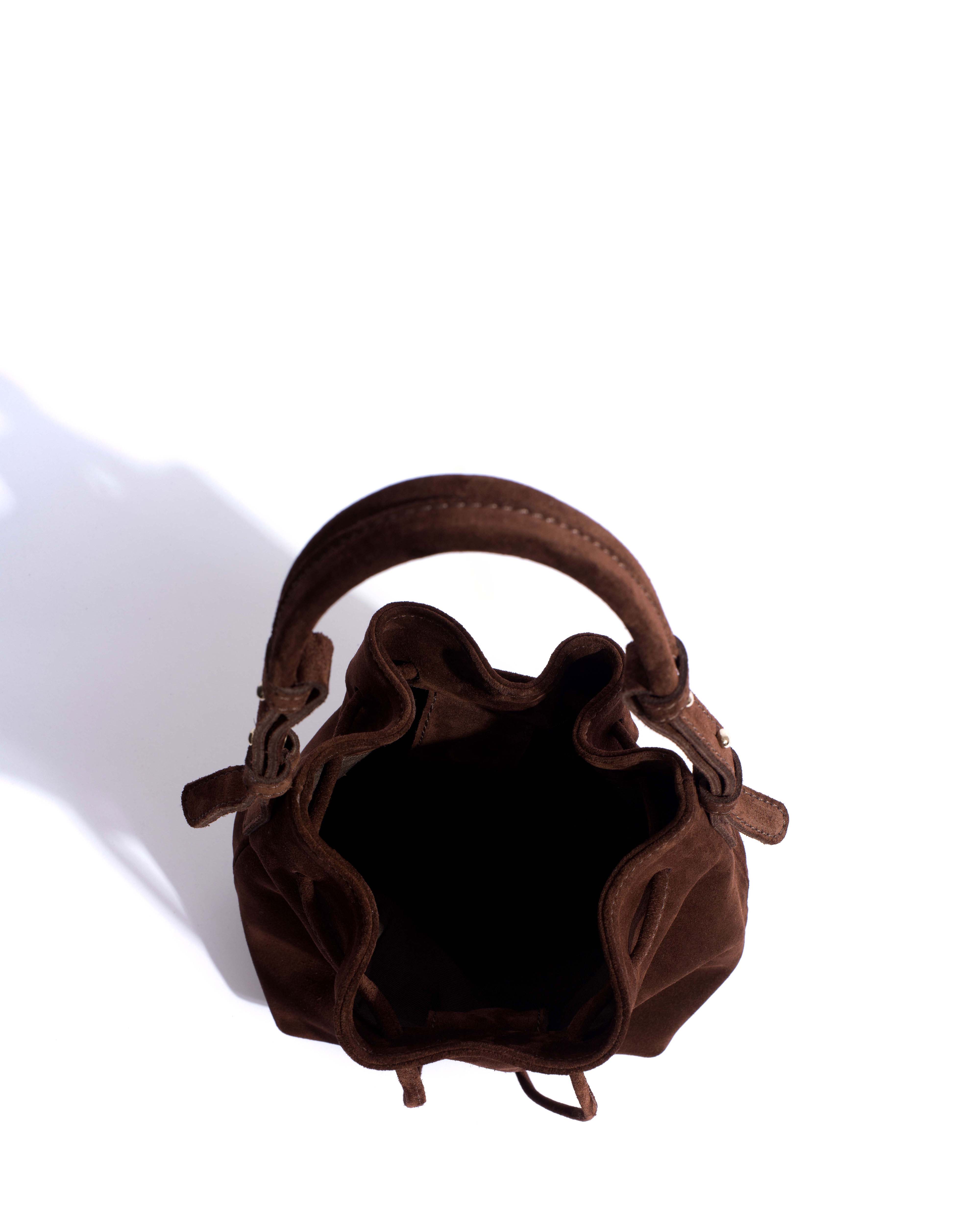 Kacey petite bucket bag Calf suede Chocolate