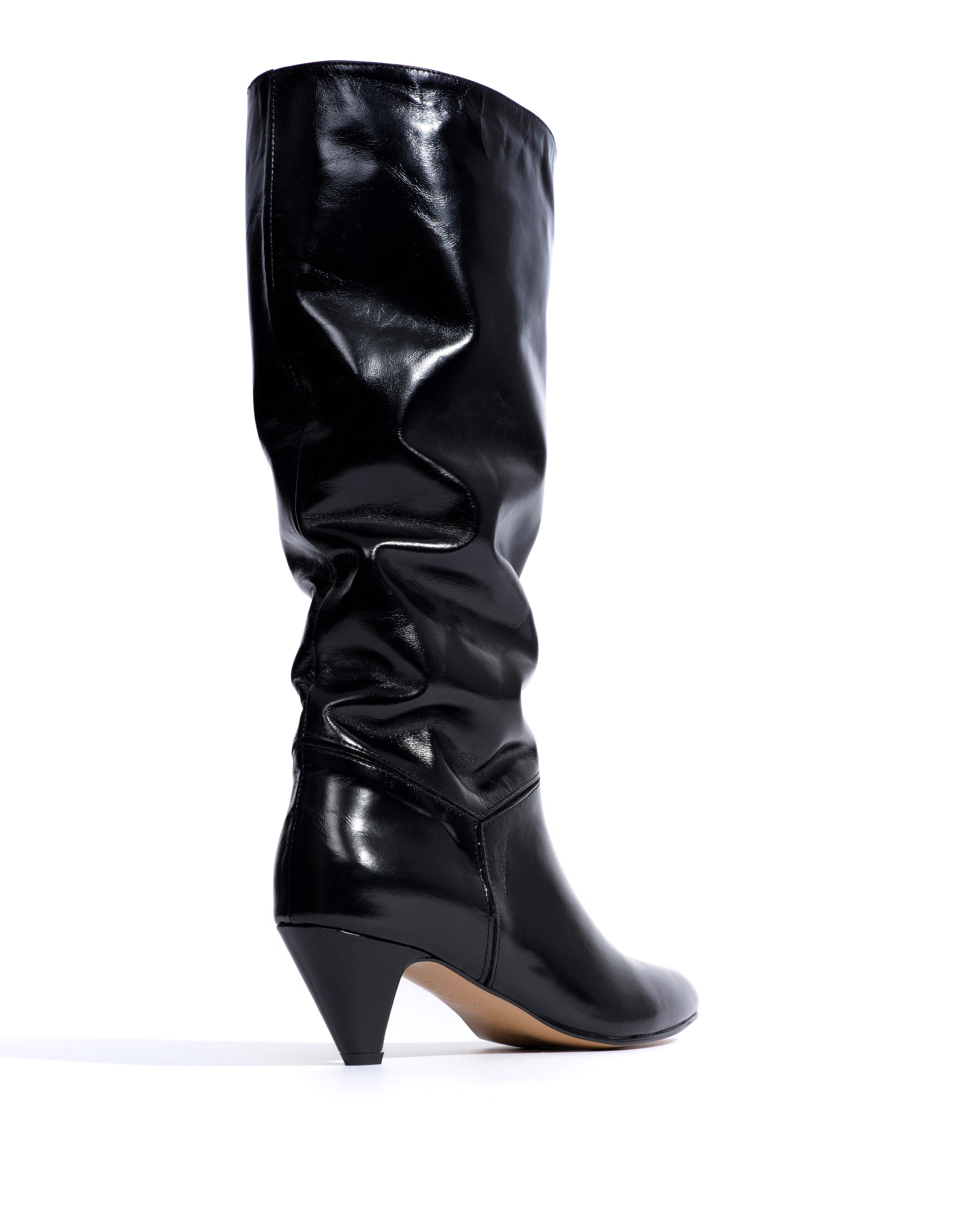 Jasmina 50 stiletto Crinkled polished goat & suede leather Black