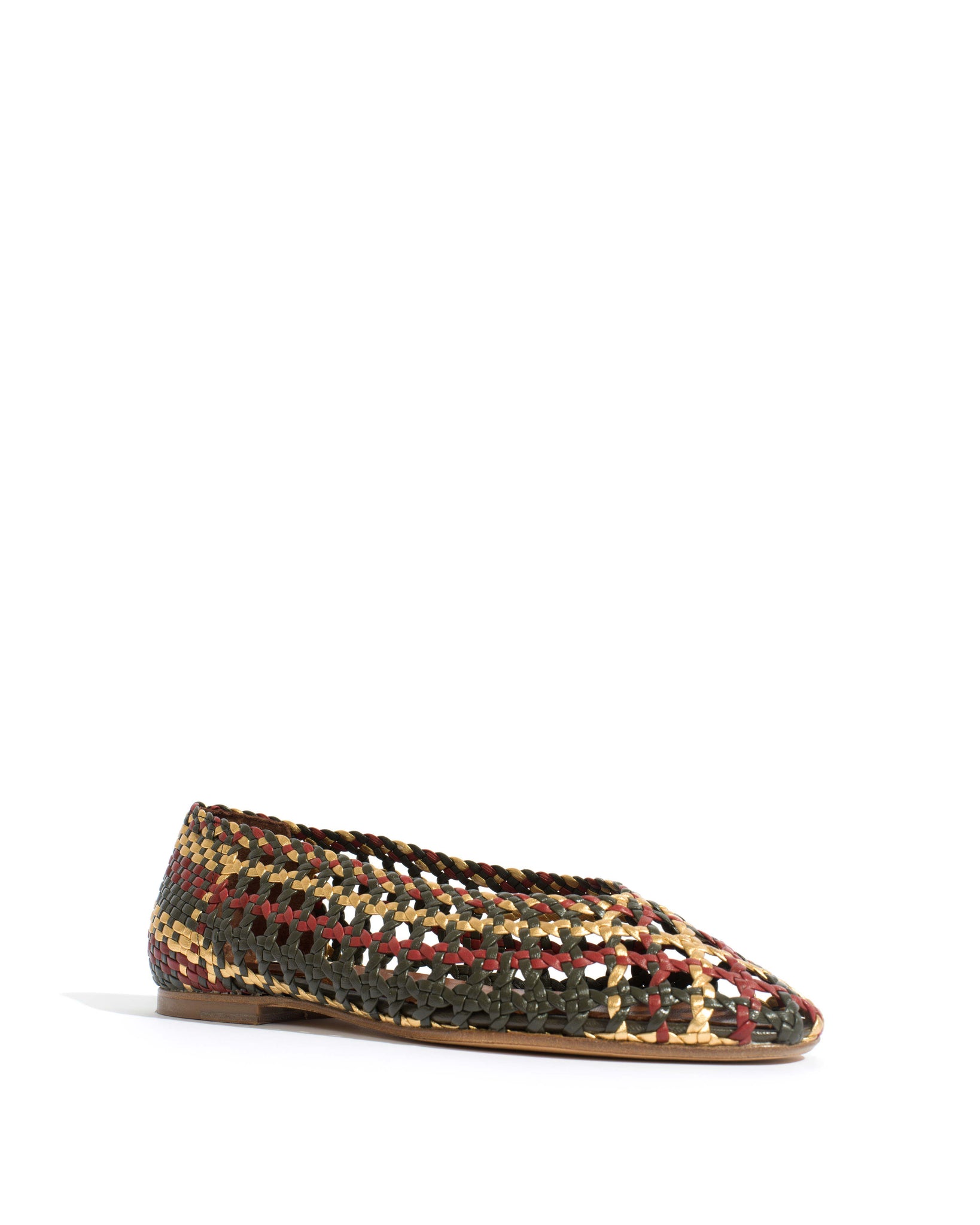 Sessi 10 Hand-braided leather Moss green mix