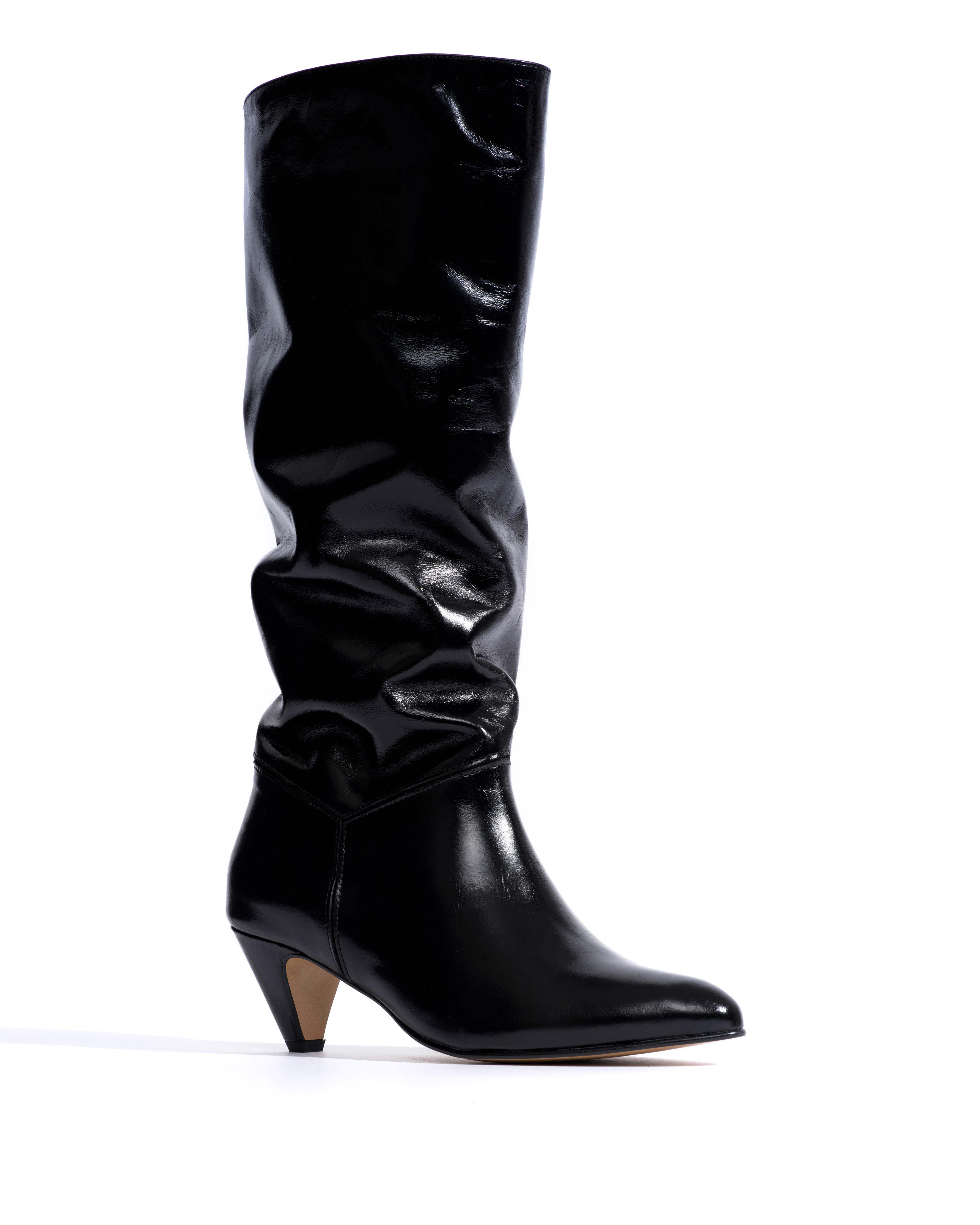 Jasmina 50 stiletto Crinkled polished goat & suede leather Black