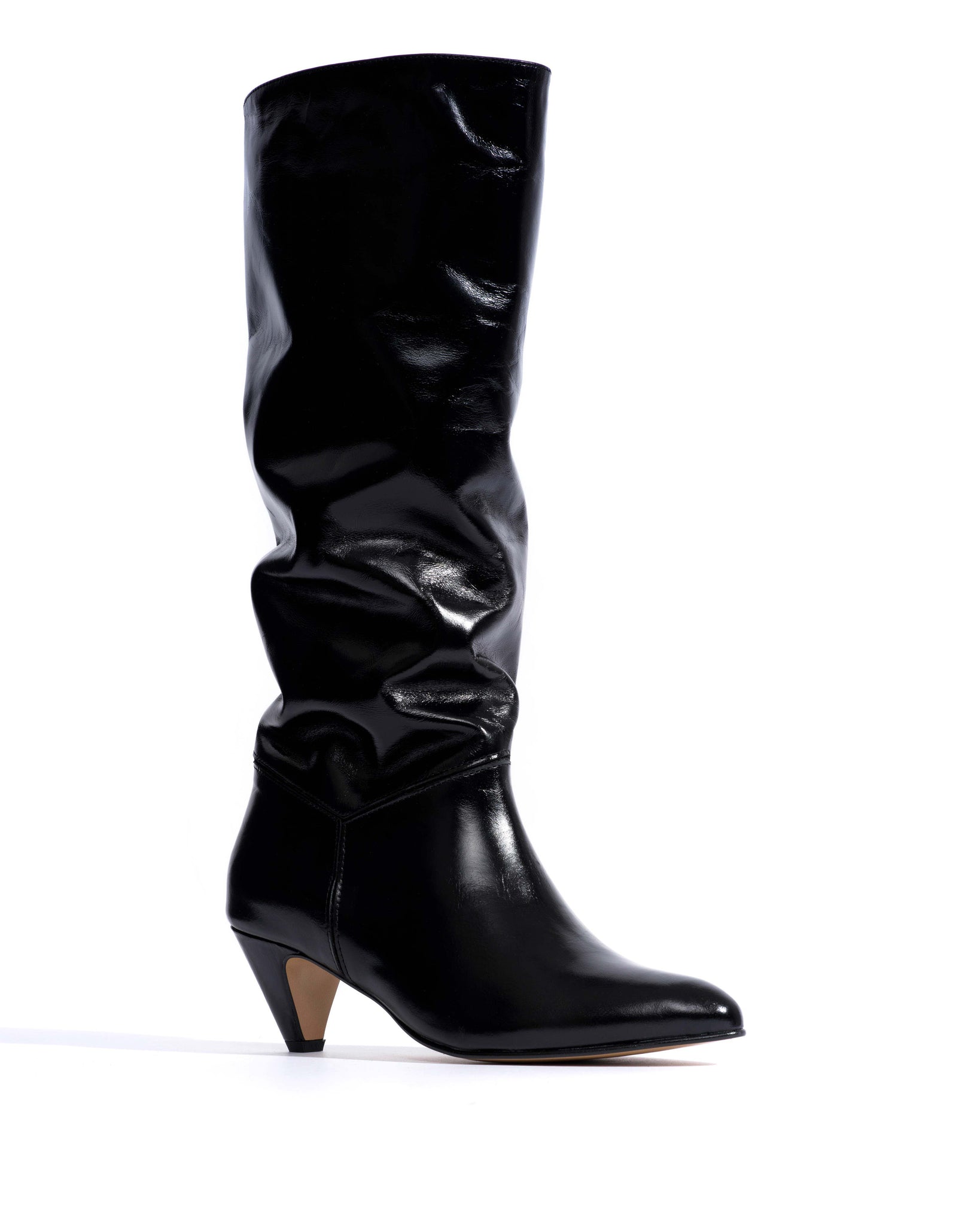 Jasmina 50 stiletto Crinkled polished goat & suede leather Black