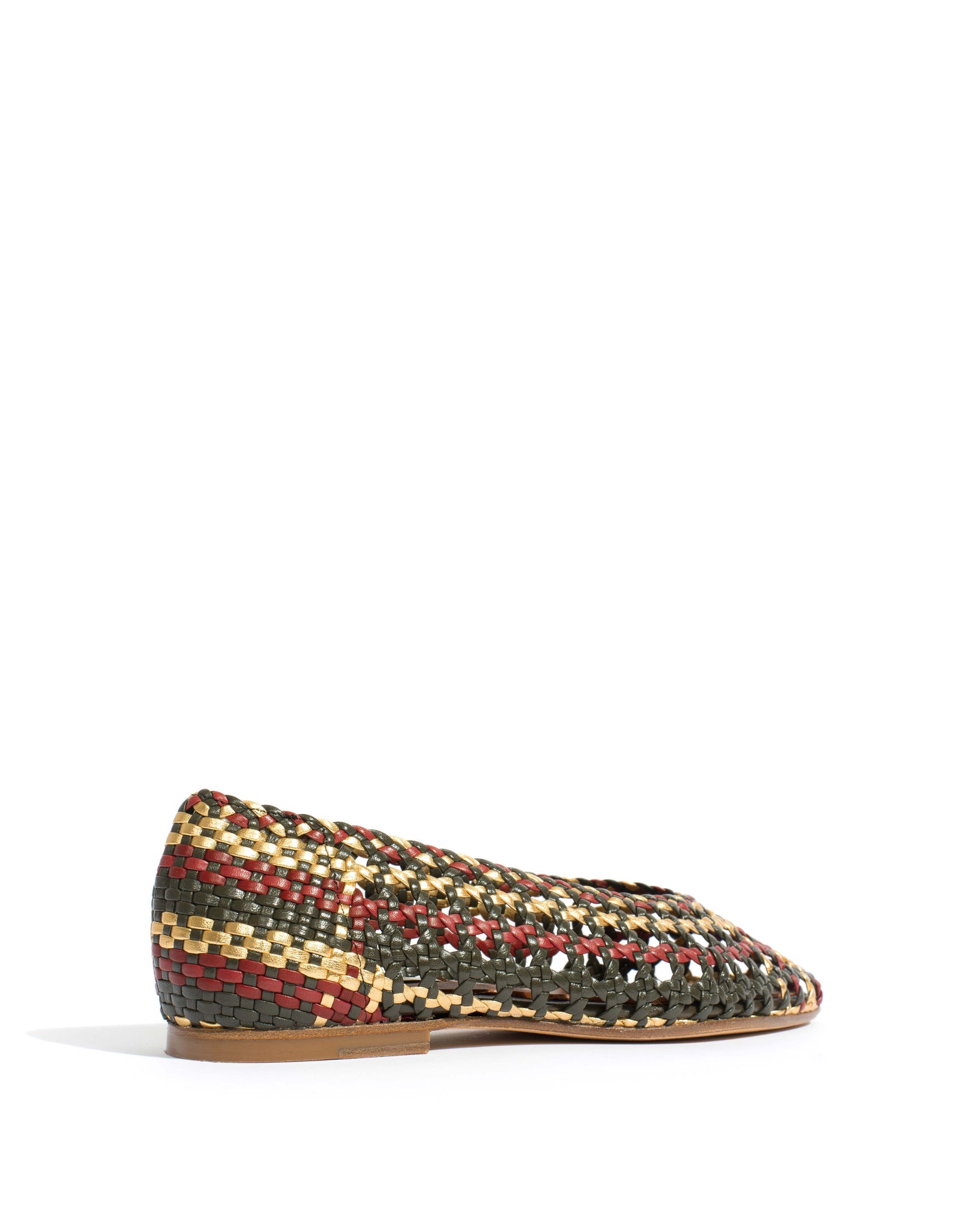 Sessi 10 Hand-braided leather Moss green mix