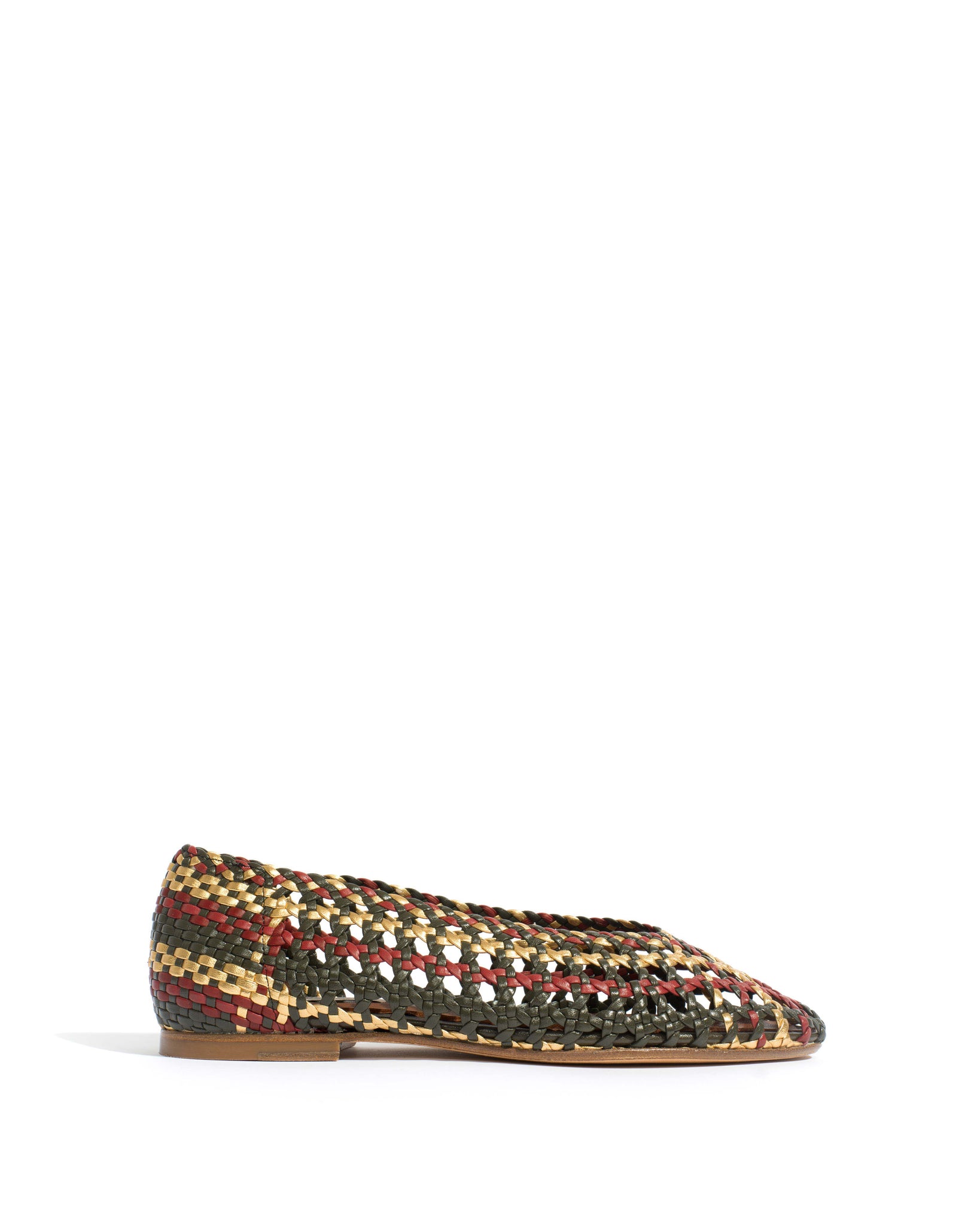 Sessi 10 Hand-braided leather Moss green mix