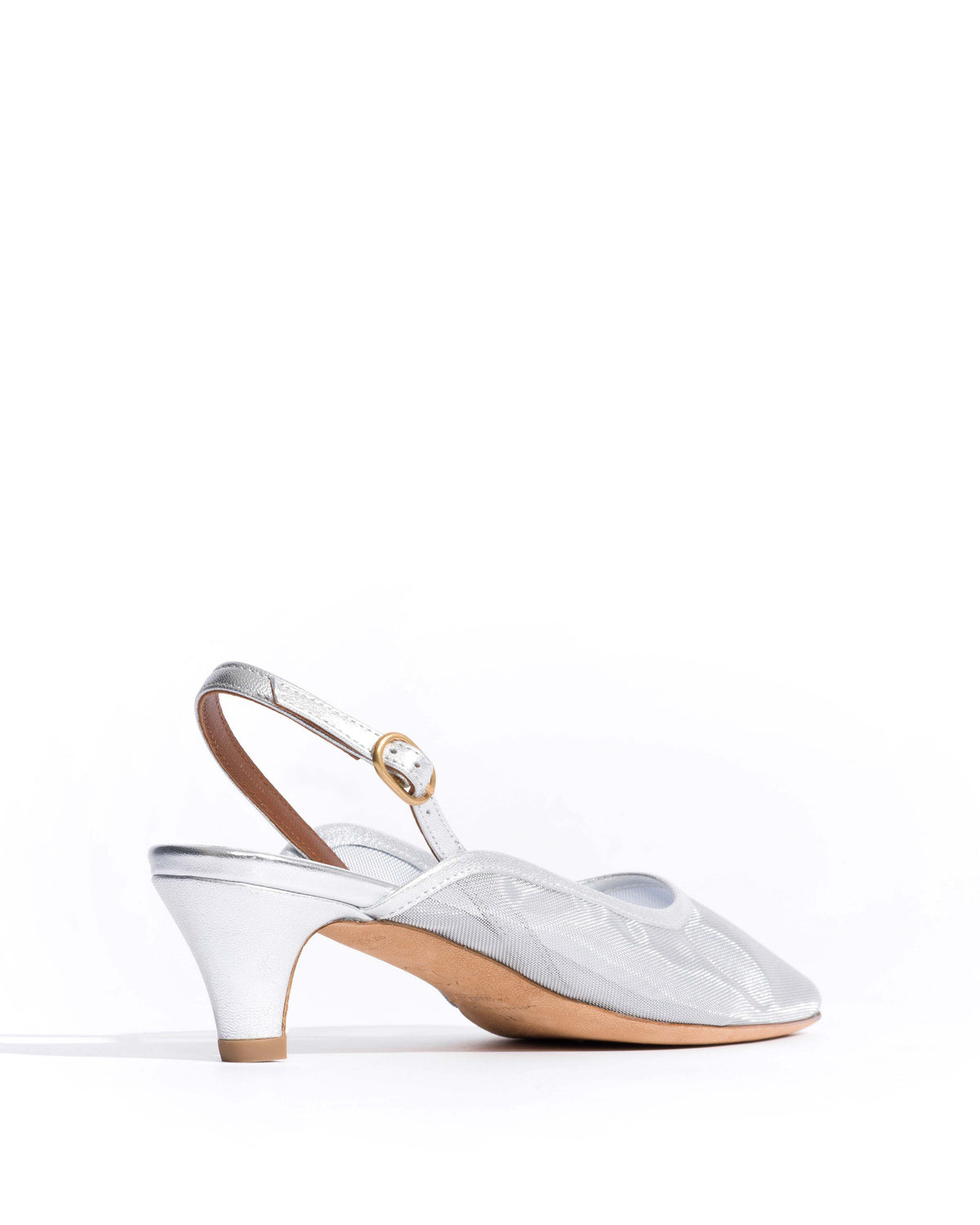 Fanny 40 stiletto mesh Metallic goat & mesh Silver