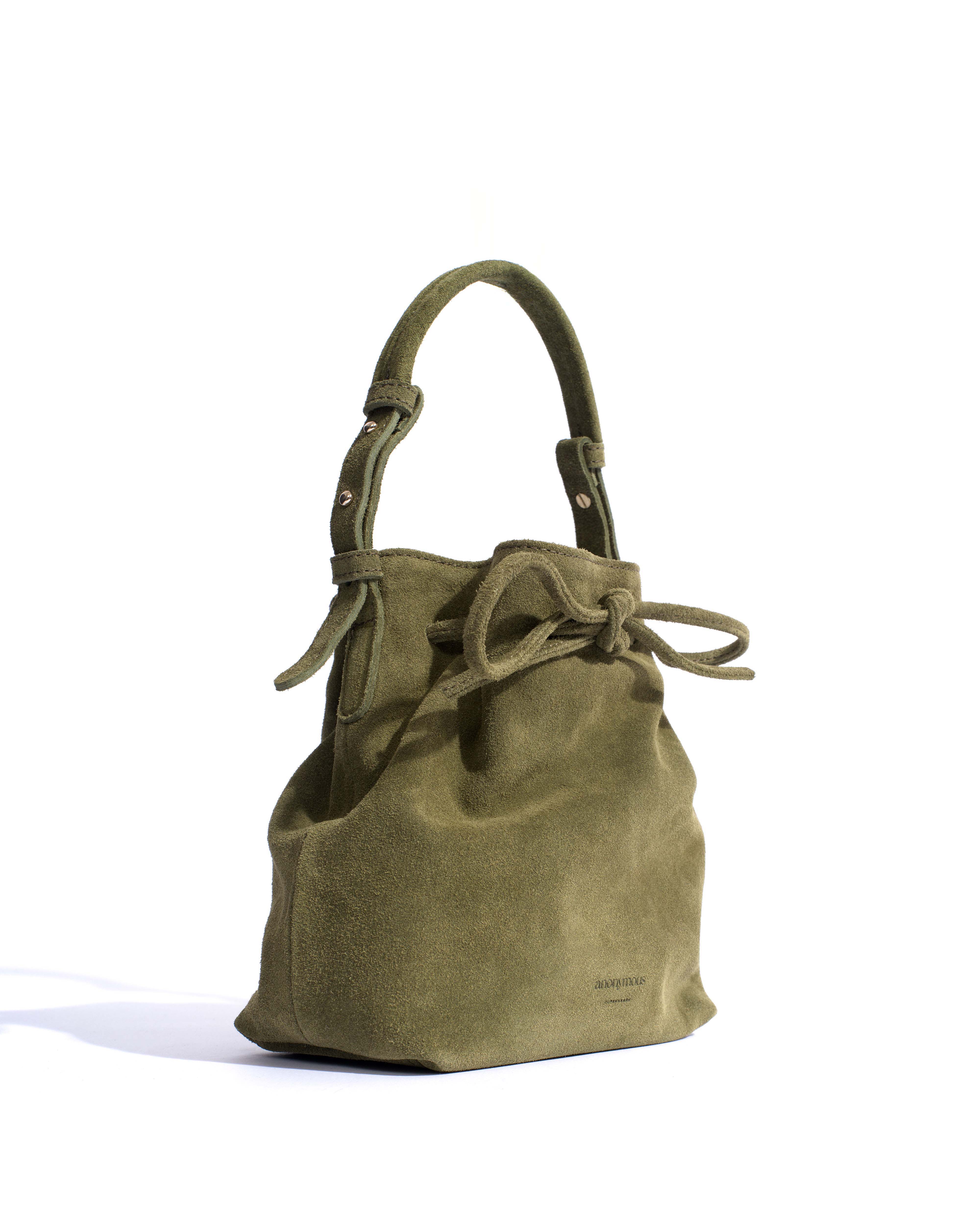 Kacey petite bucket bag Calf suede Olive green