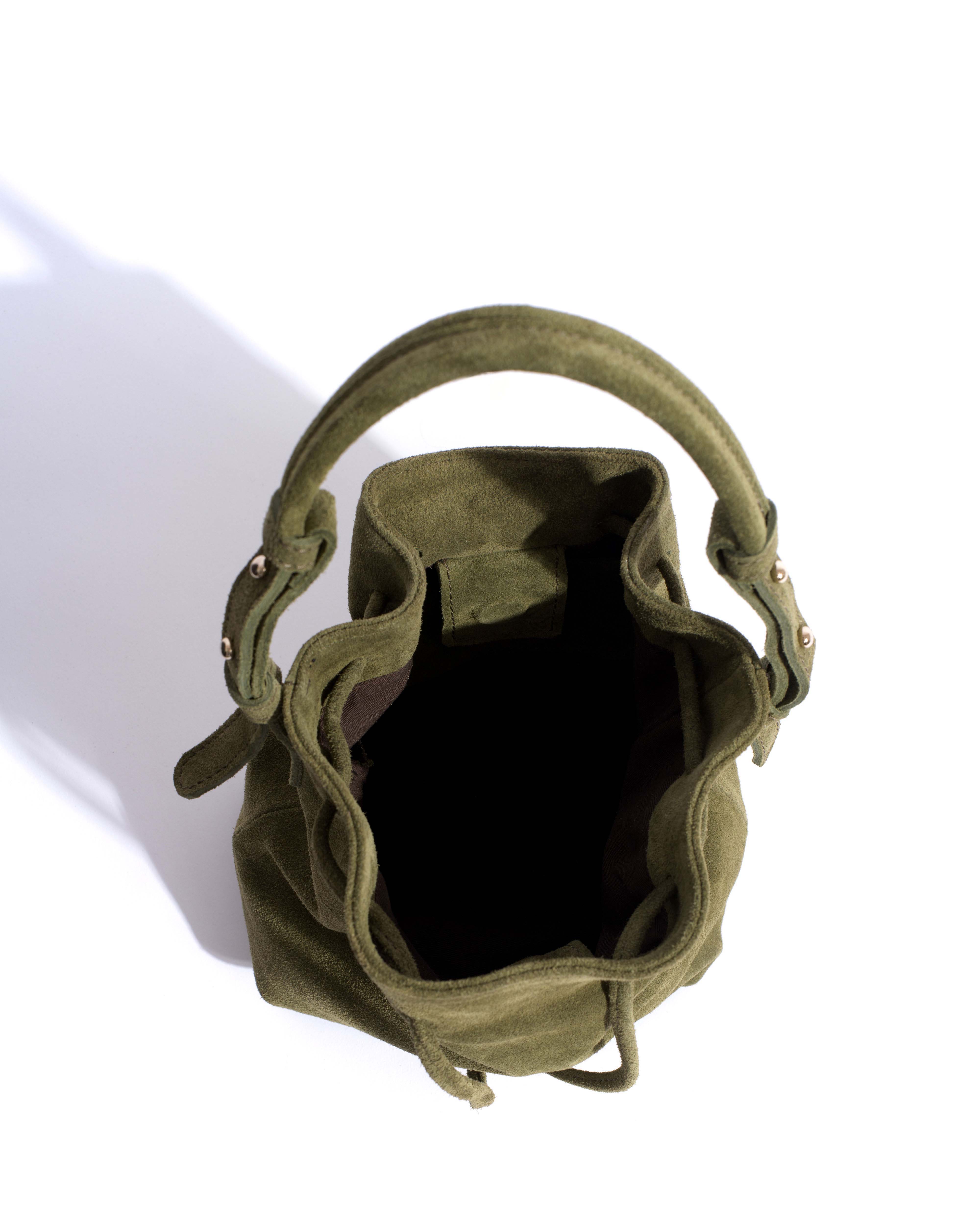 Kacey petite bucket bag Calf suede Olive green