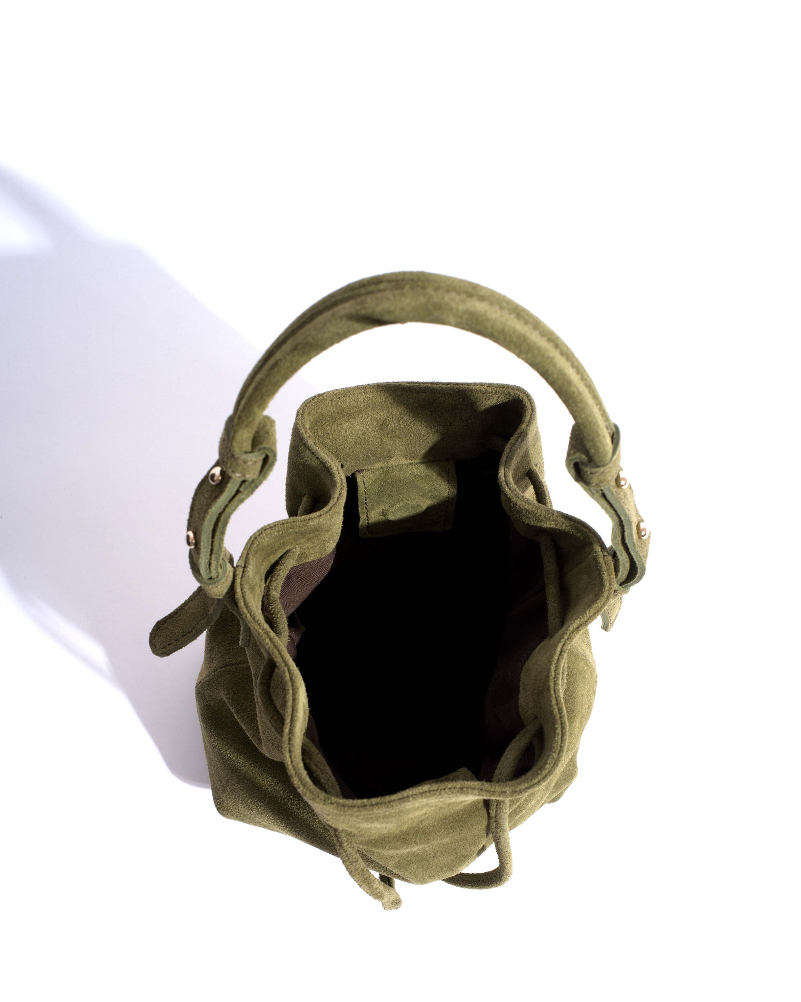 Kacey petite bucket bag Calf suede Olive green